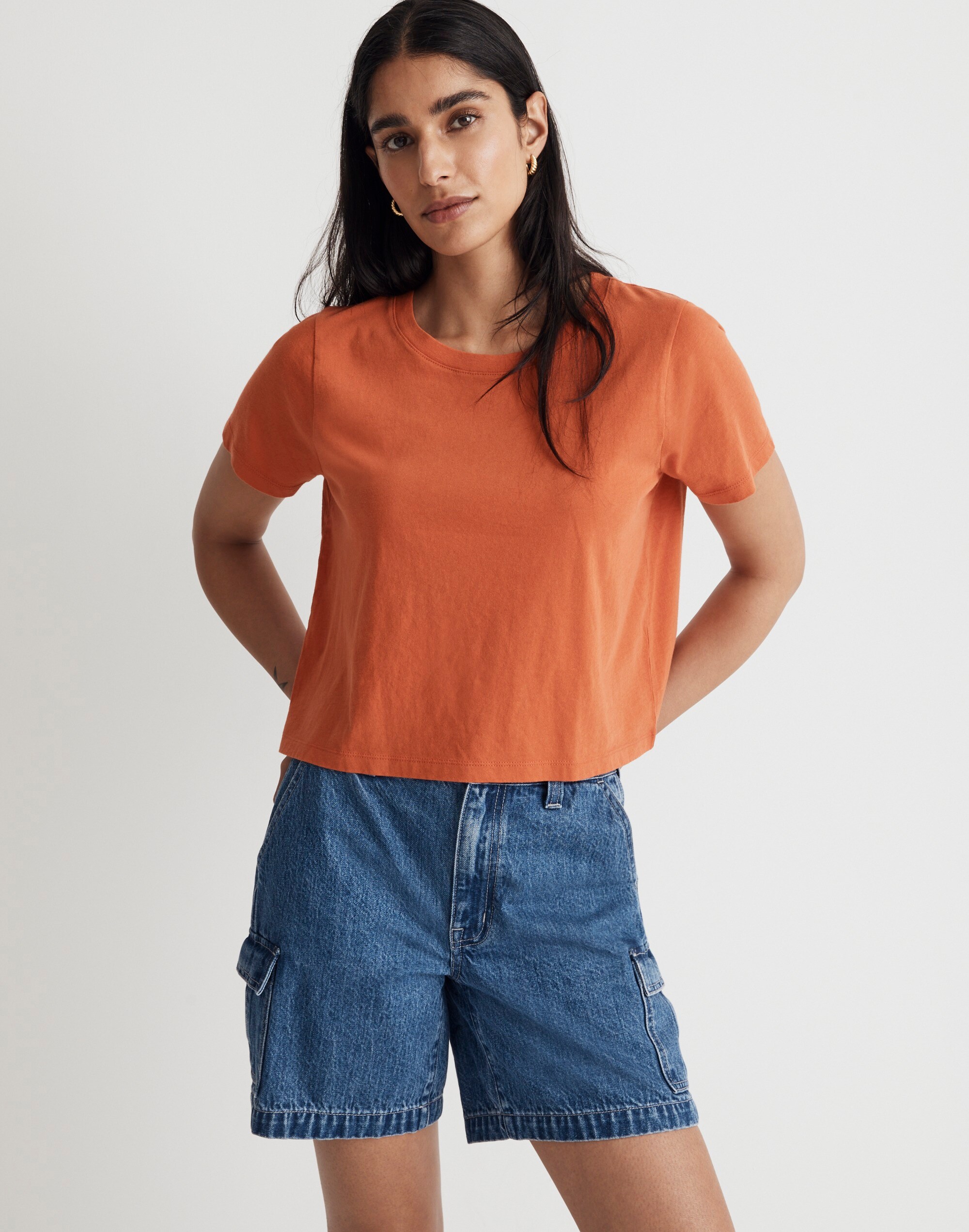 Softfade Cotton Boxy-Crop Tee