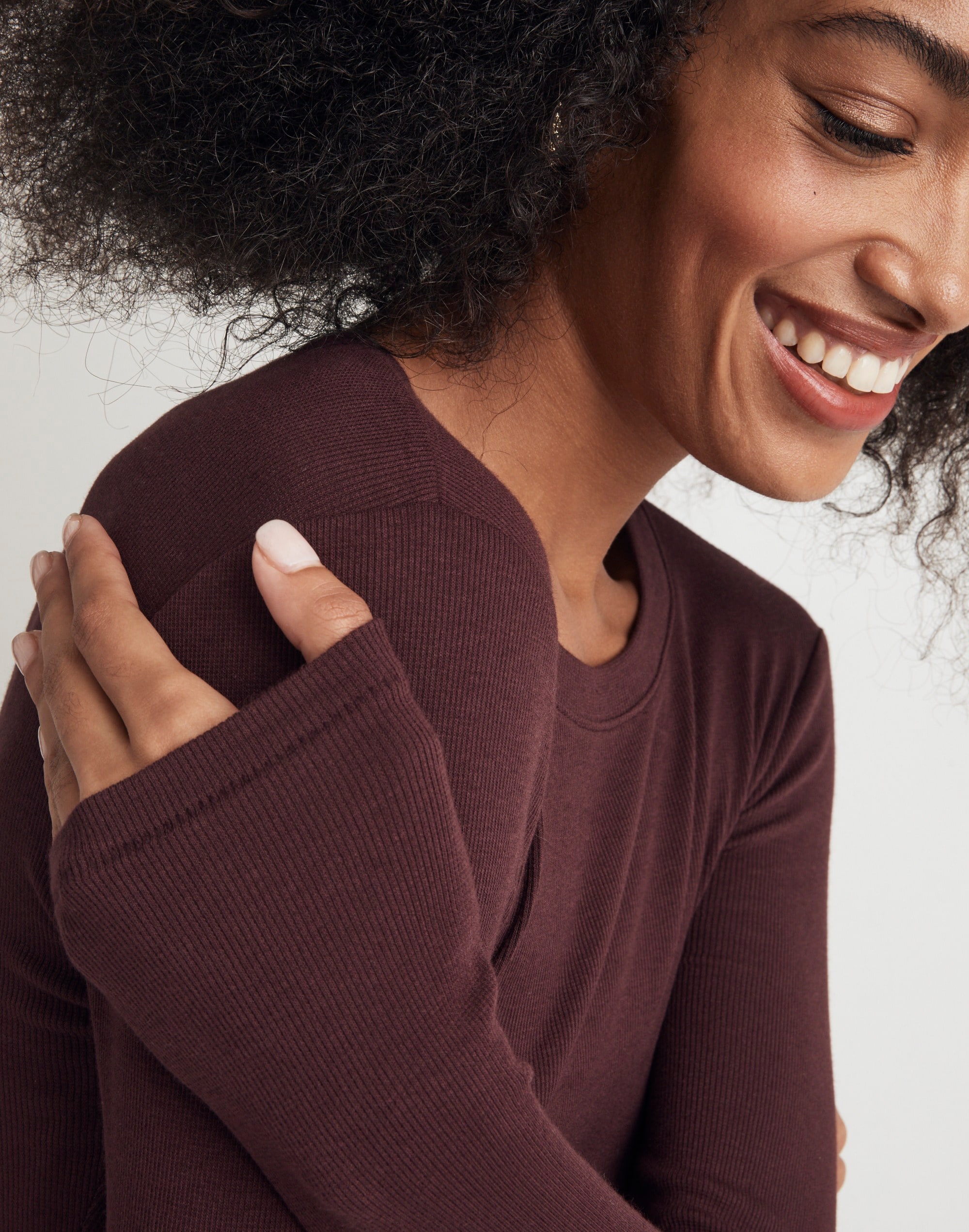 Fine Ribbed Supercrop Crewneck Long-Sleeve Tee