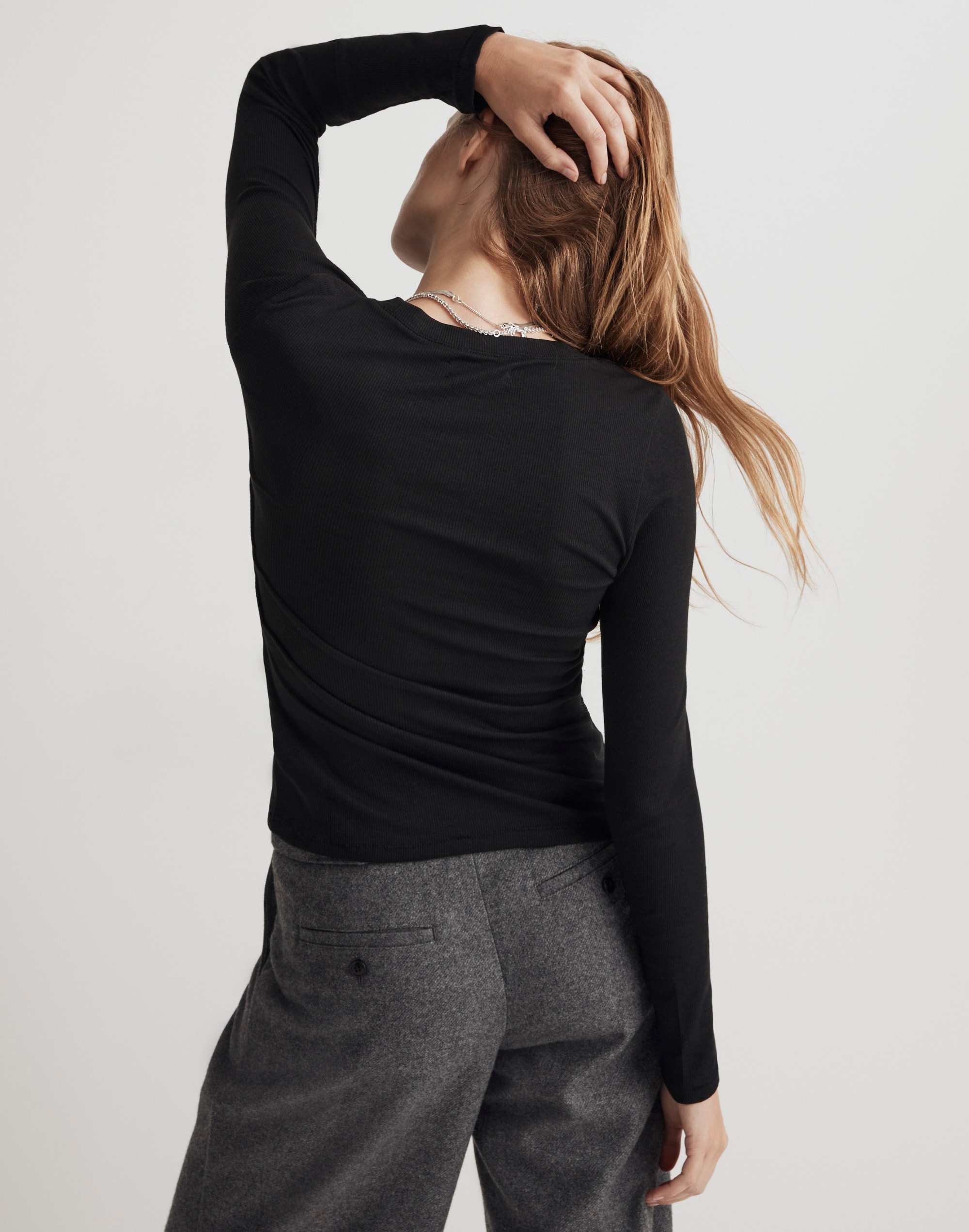 Brightside Finerib Crewneck Long-Sleeve Tee