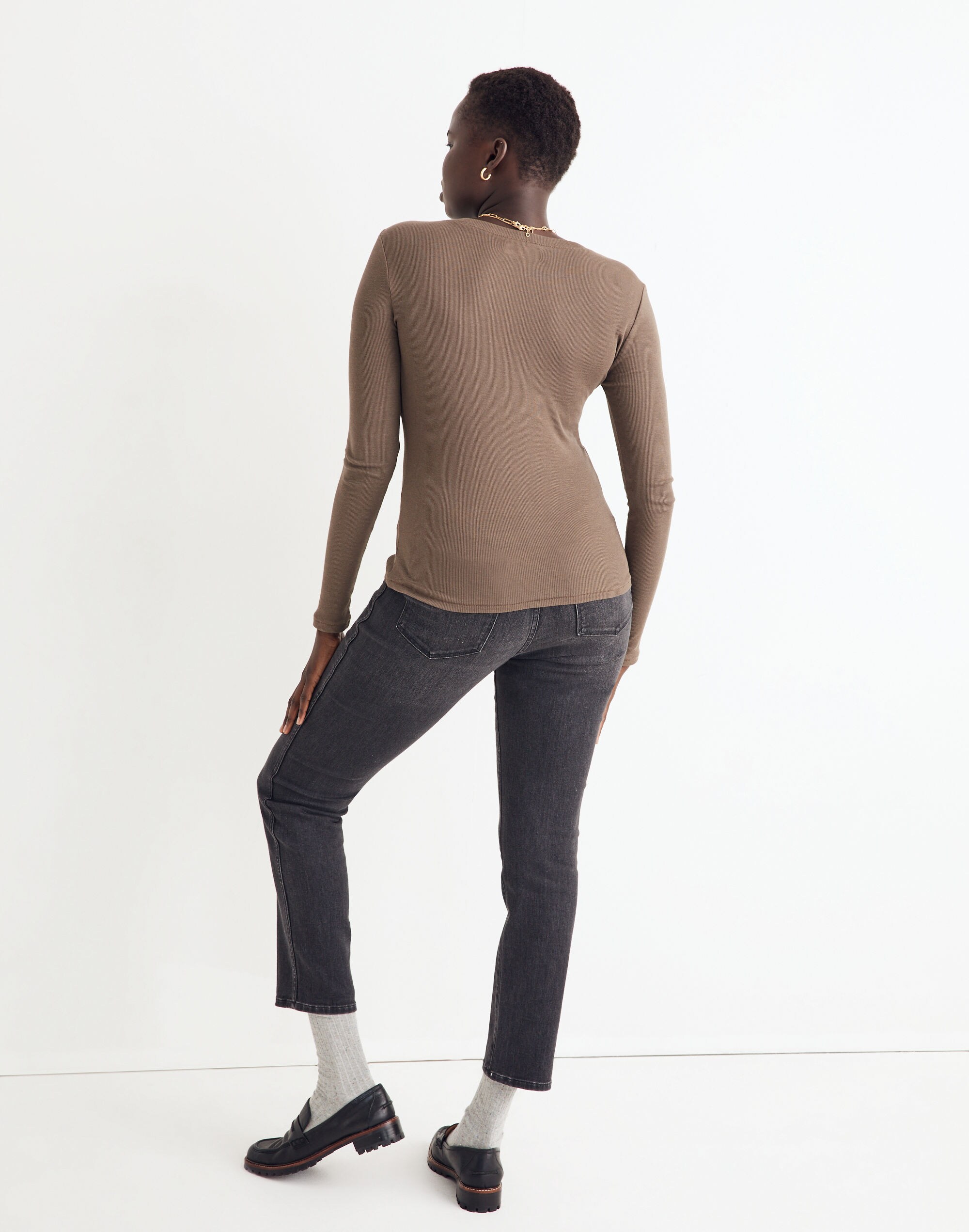 Brightside Finerib Crewneck Long-Sleeve Tee