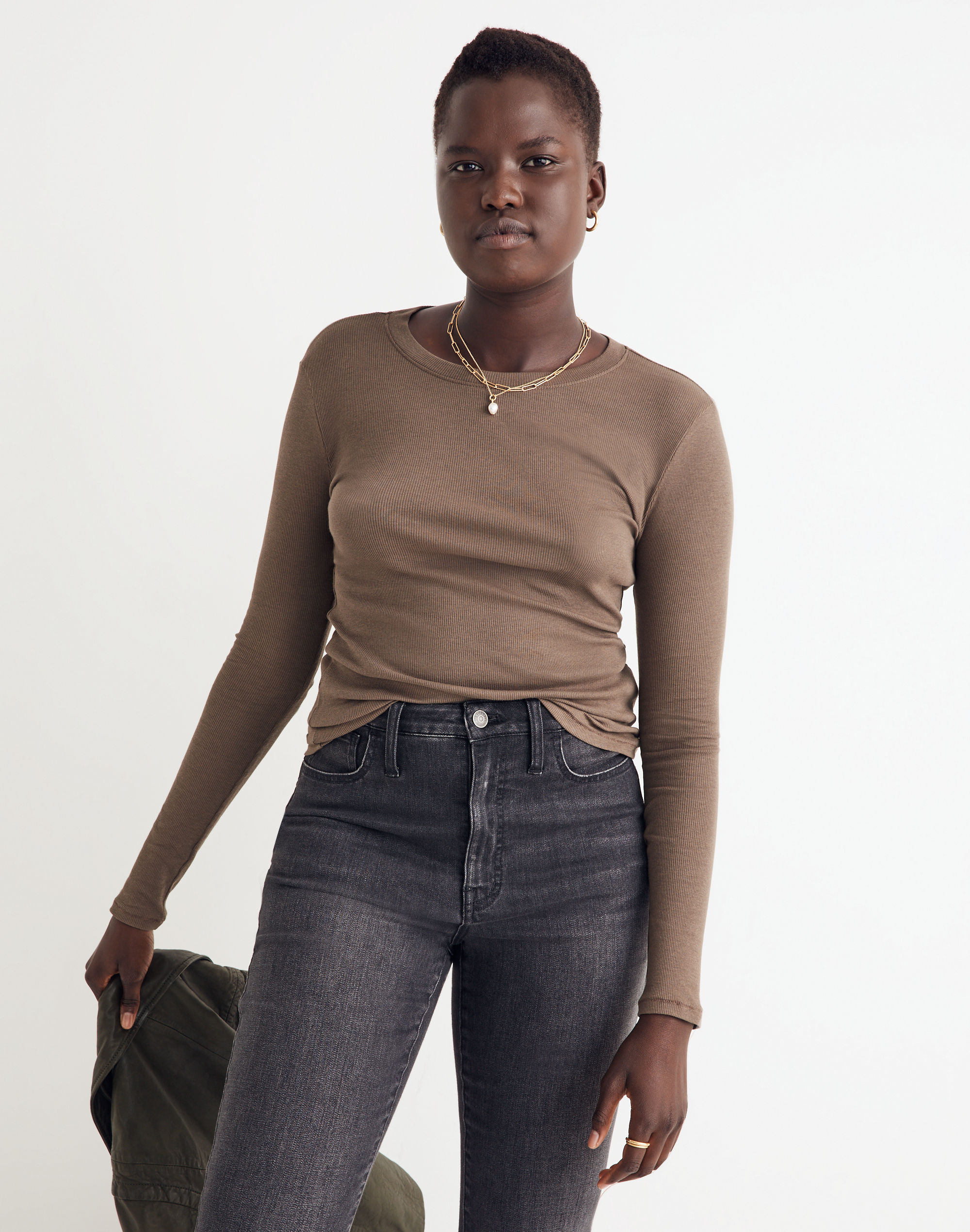 Brightside Finerib Crewneck Long-Sleeve Tee