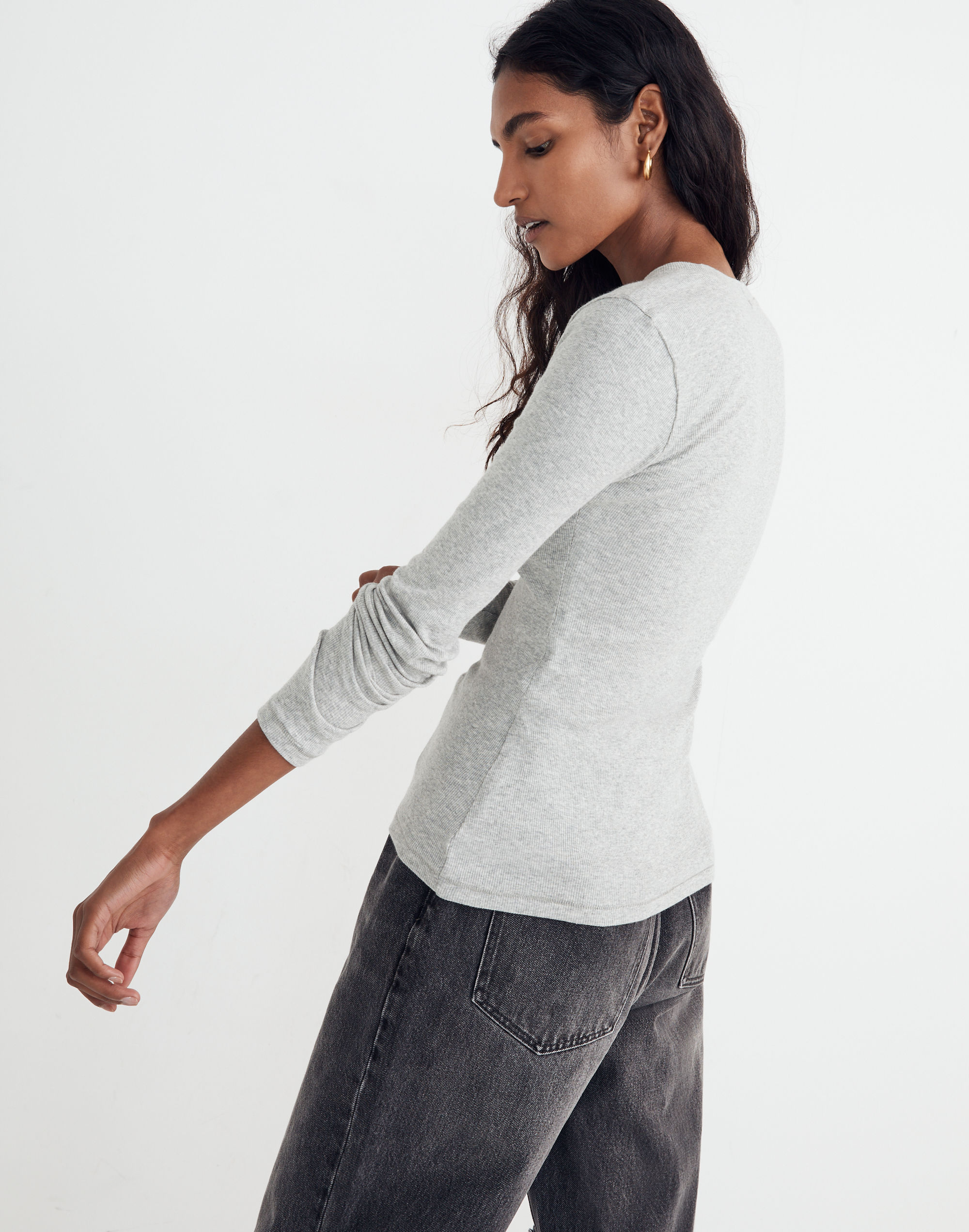 Brightside Finerib Crewneck Long-Sleeve Tee