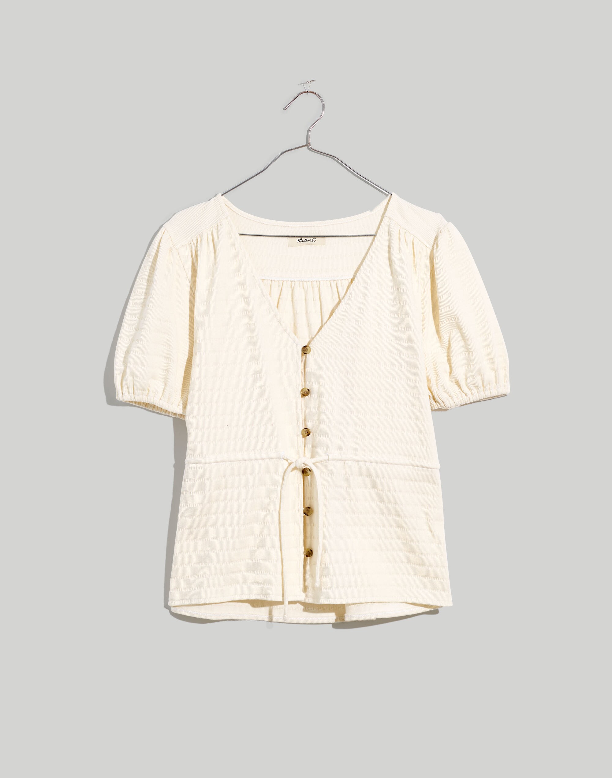Puff-Sleeve Drawstring Top