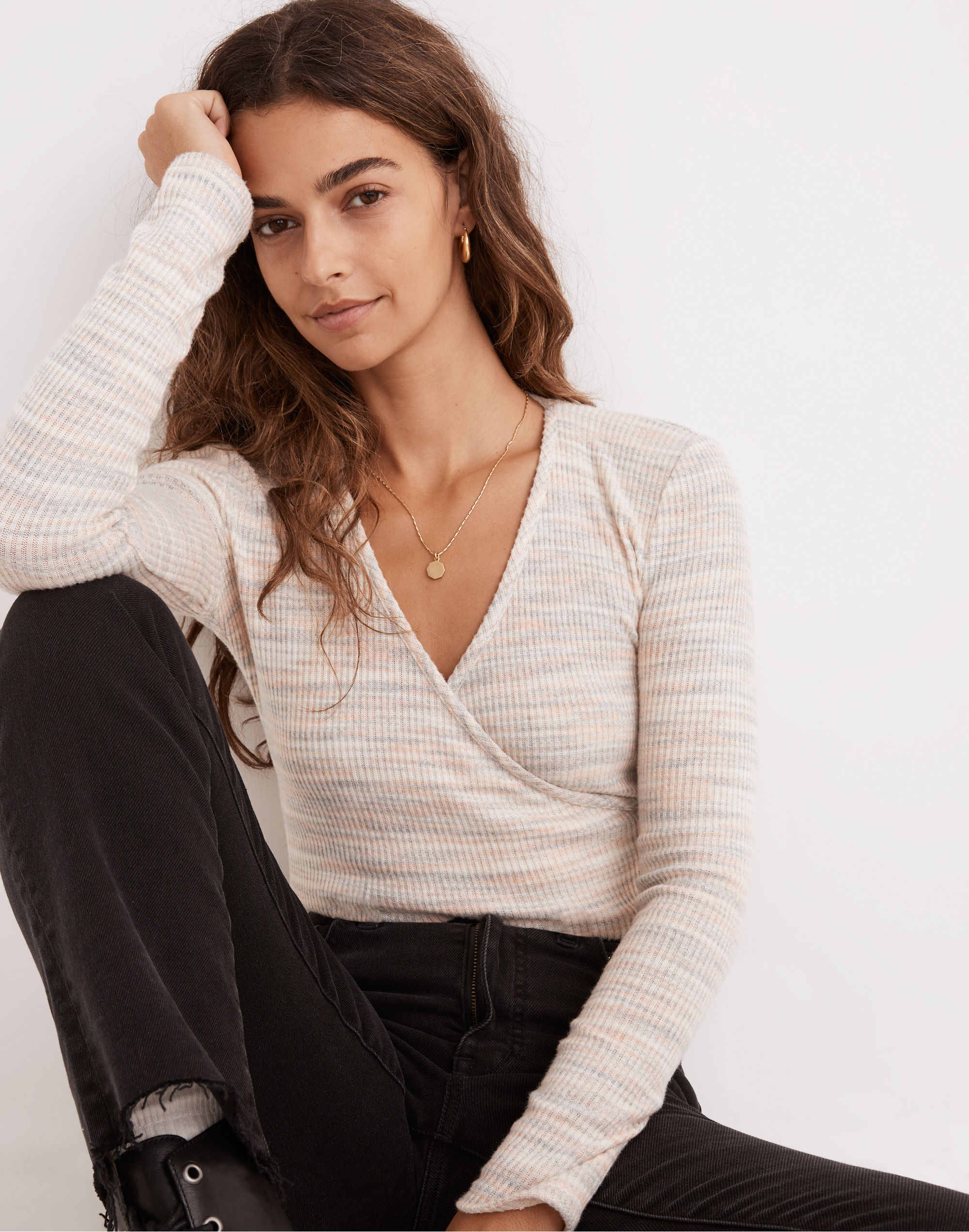 Space-Dye Faux-Wrap Top | Madewell