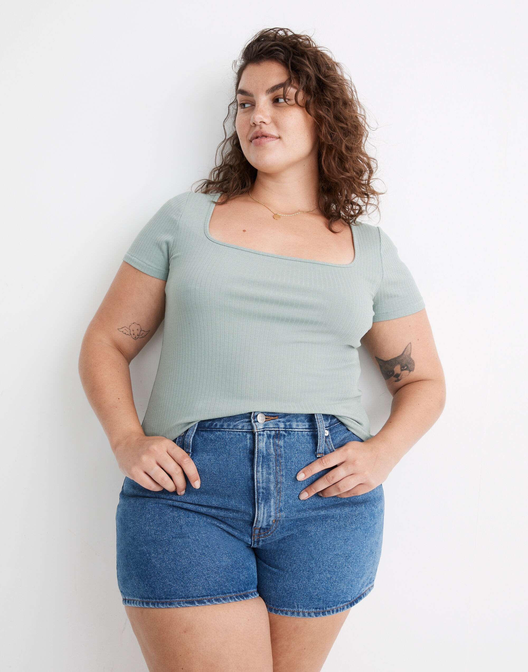 Ribbed Square-Neck Crop Top