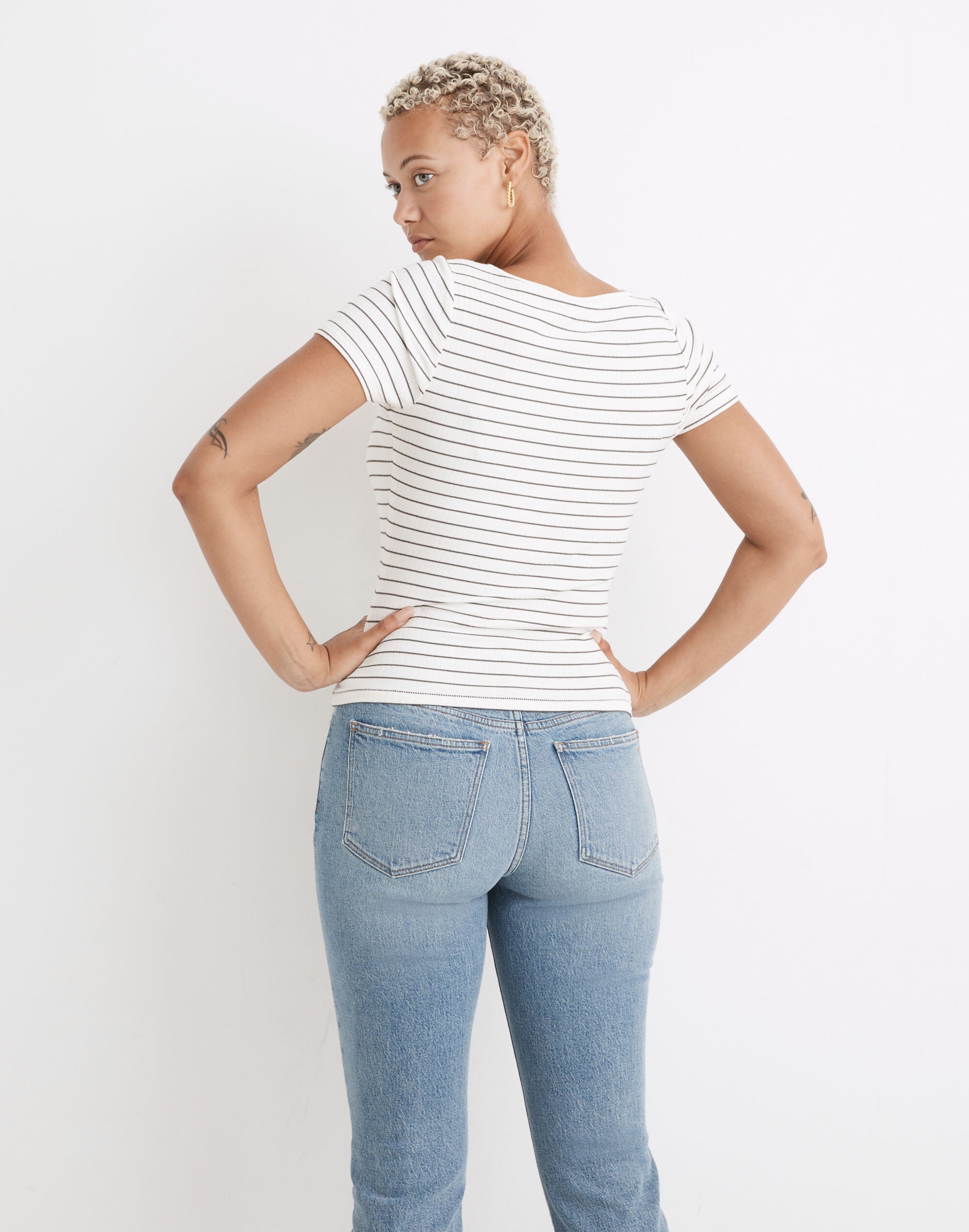 Ribbed Square-Neck Crop Top