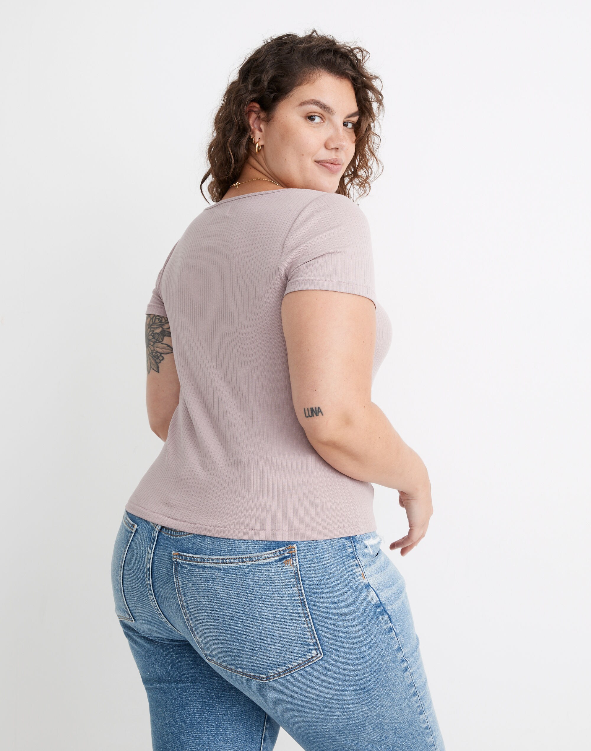 Ribbed Square-Neck Crop Top