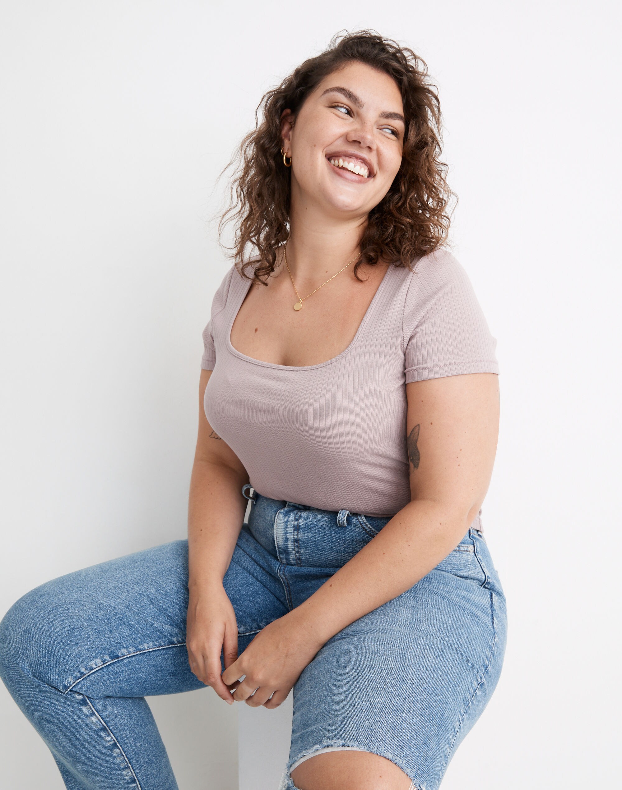 Ribbed Square-Neck Crop Top