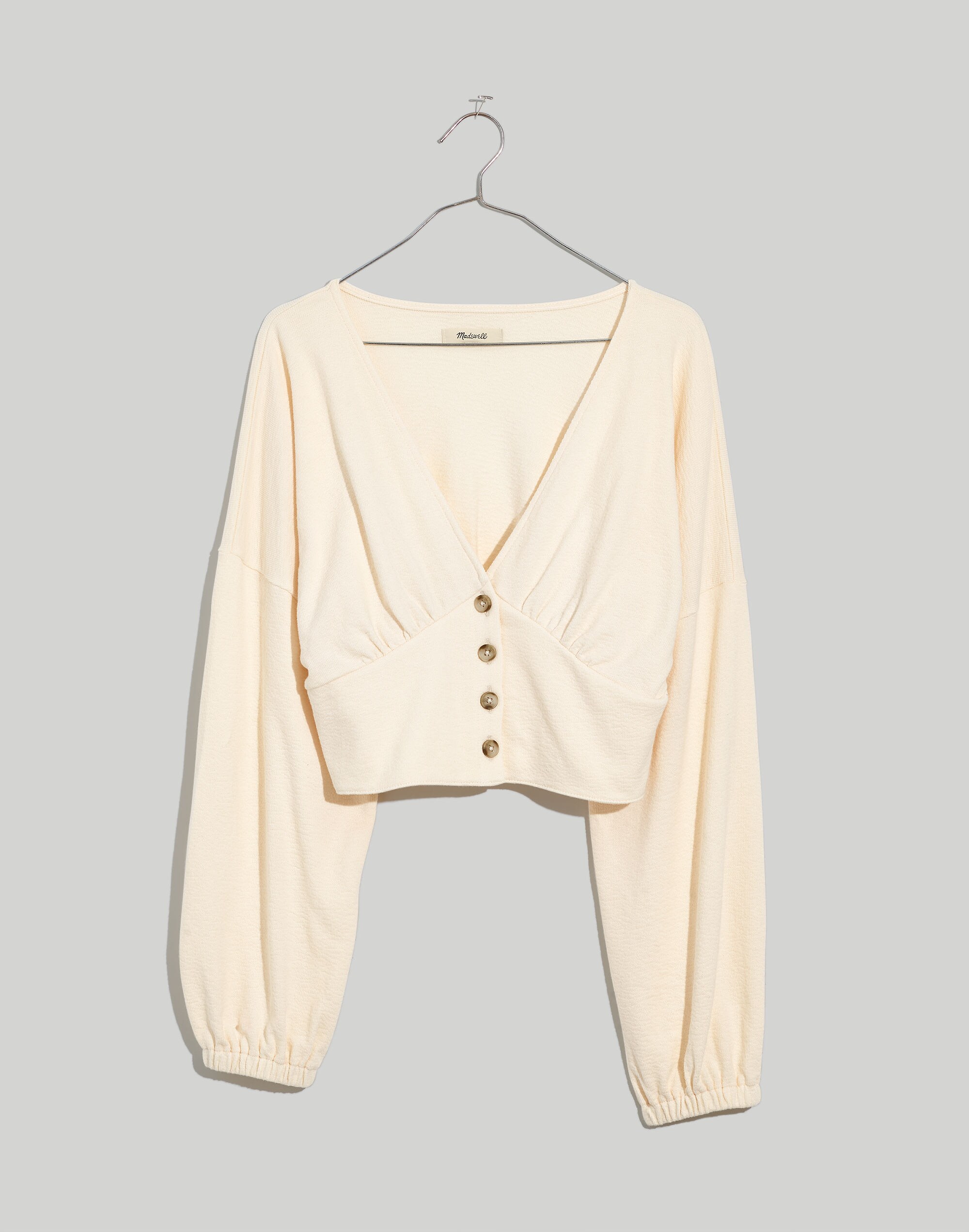 Deep-V Button-Front Crop Top