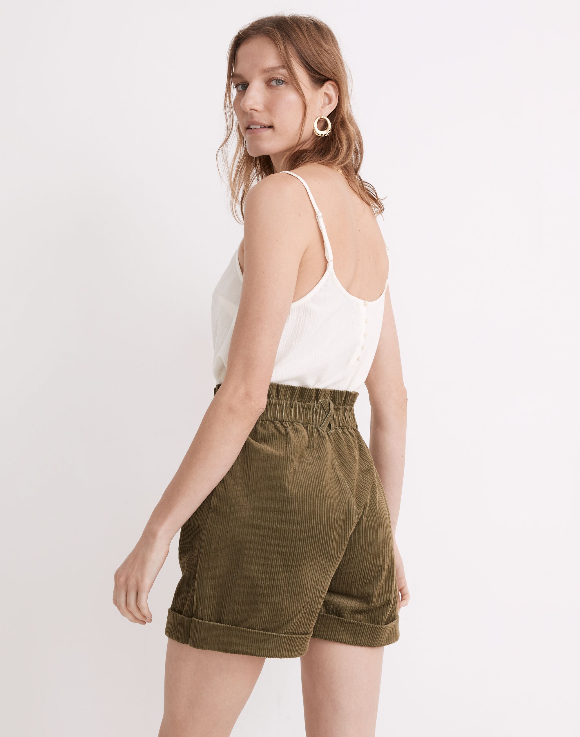 Corduroy Pull-On Paperbag Shorts
