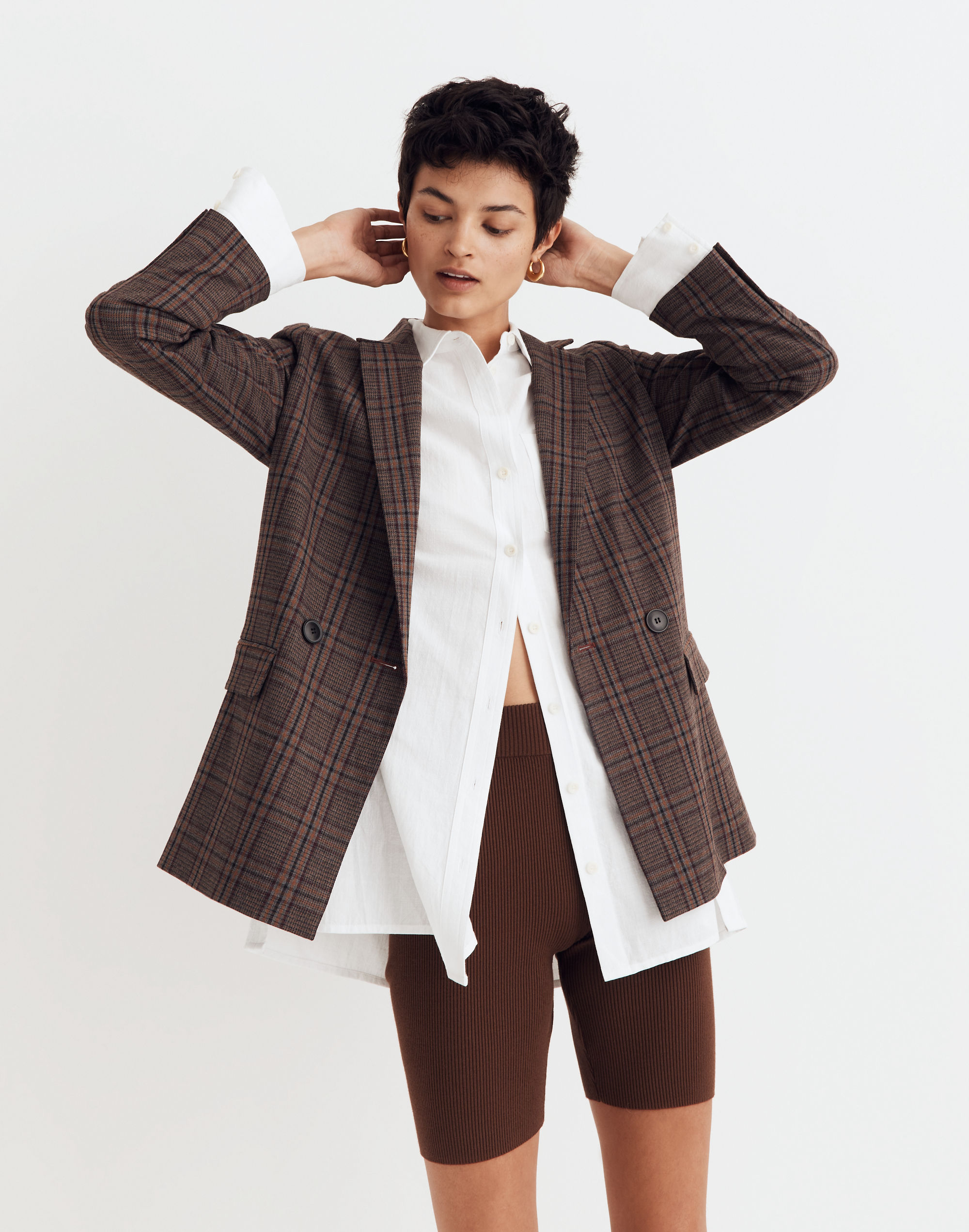 caldwell double-breasted blazer in hedden plaid