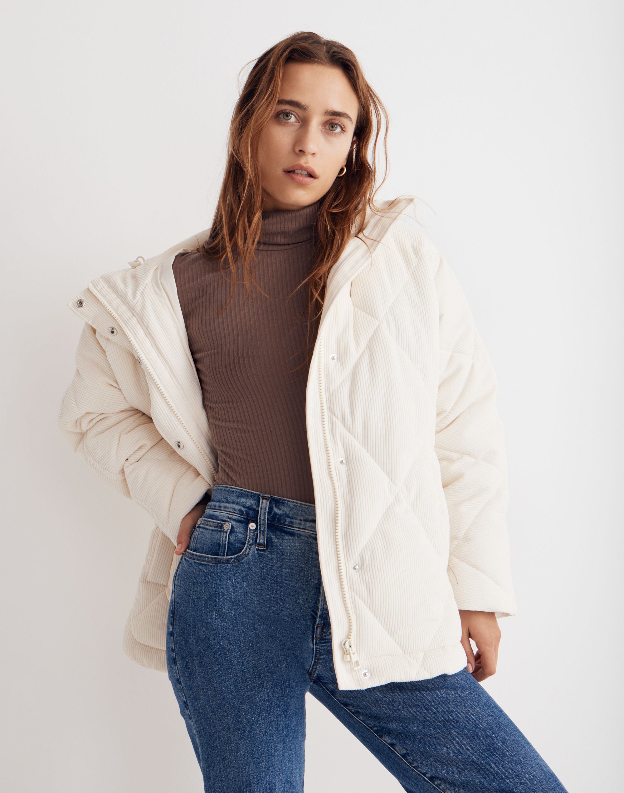 Corduroy Holland Quilted Puffer Parka