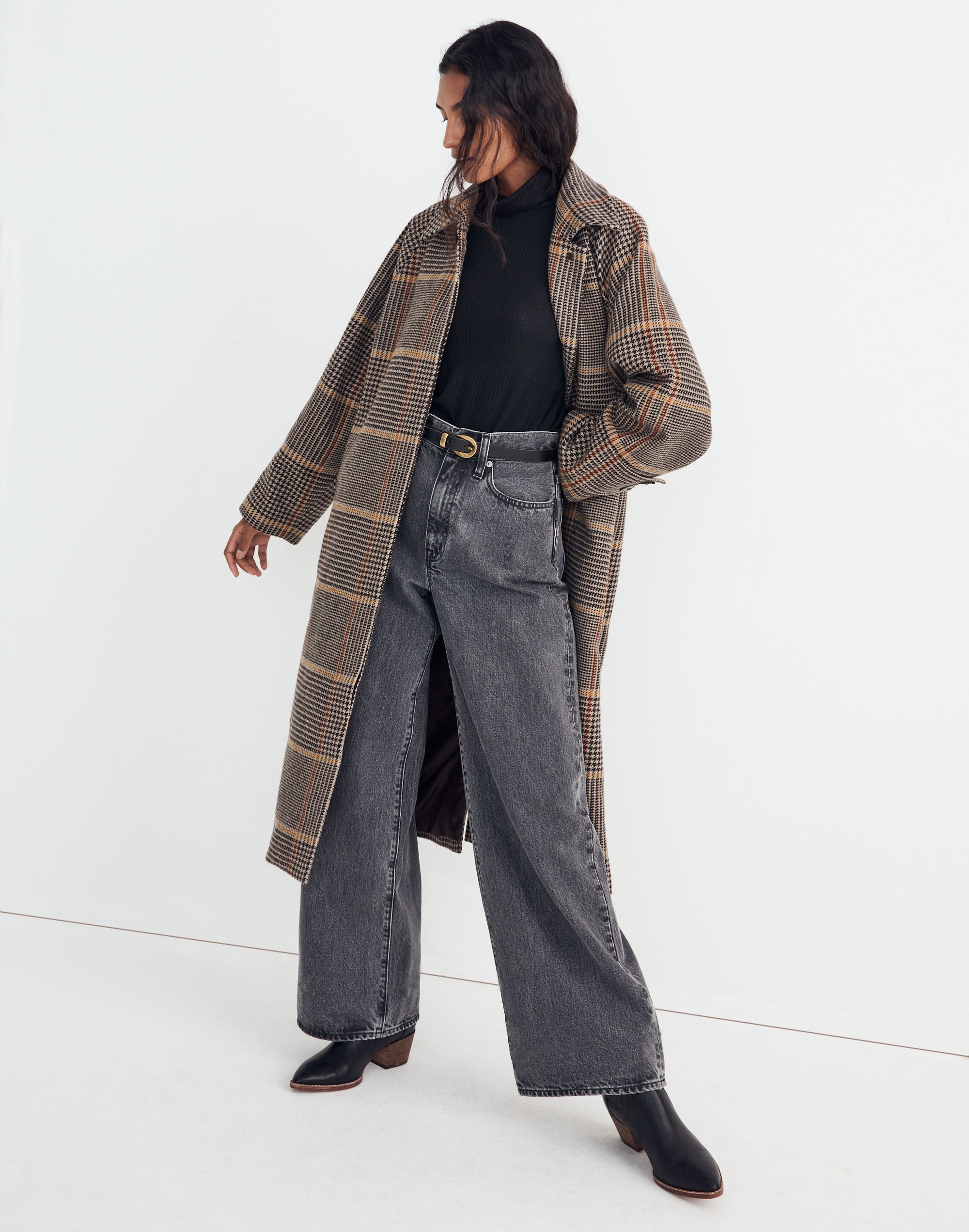 oversized car coat in glen plaid