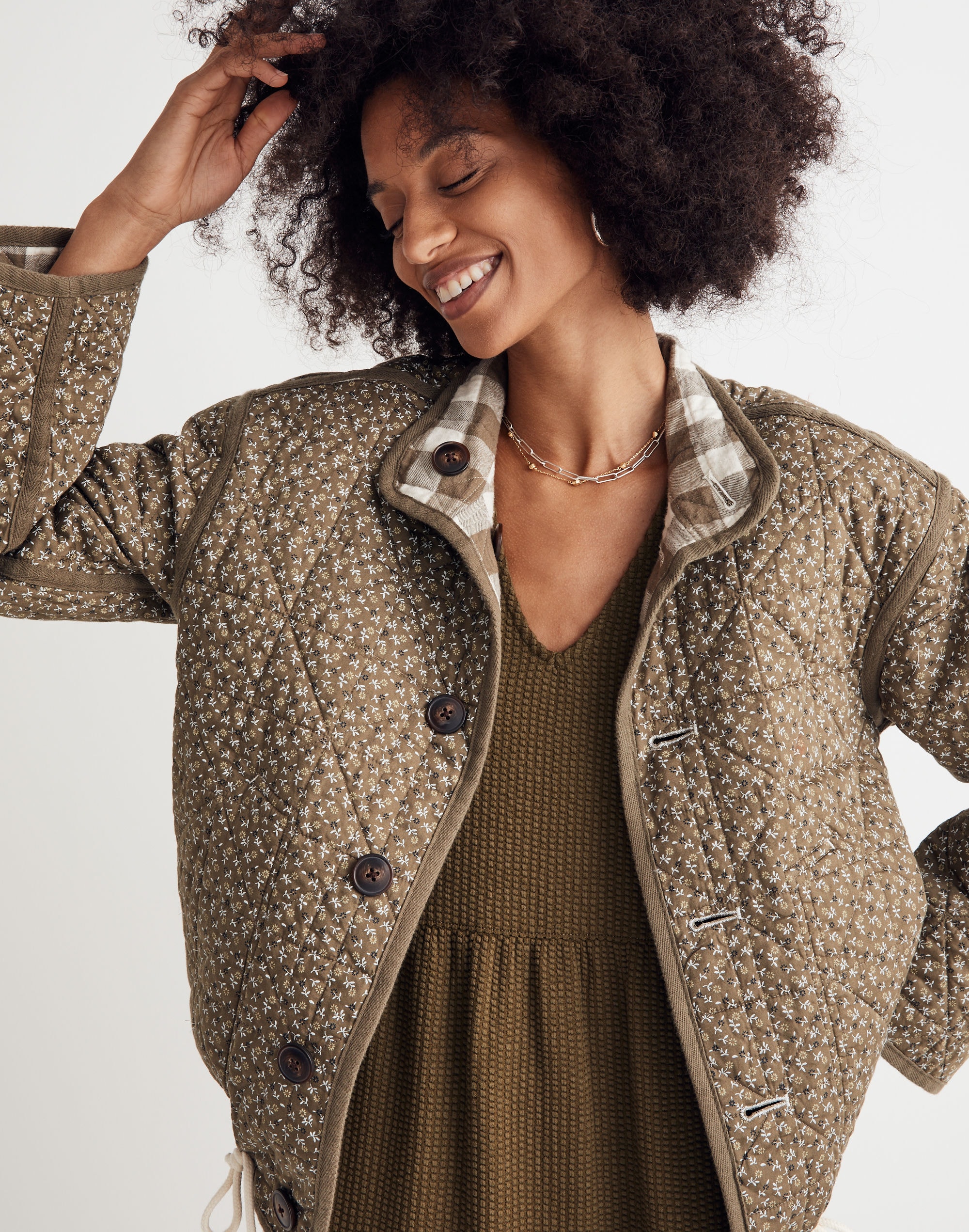 Reversible Quilted Jacket in Campden Daisies