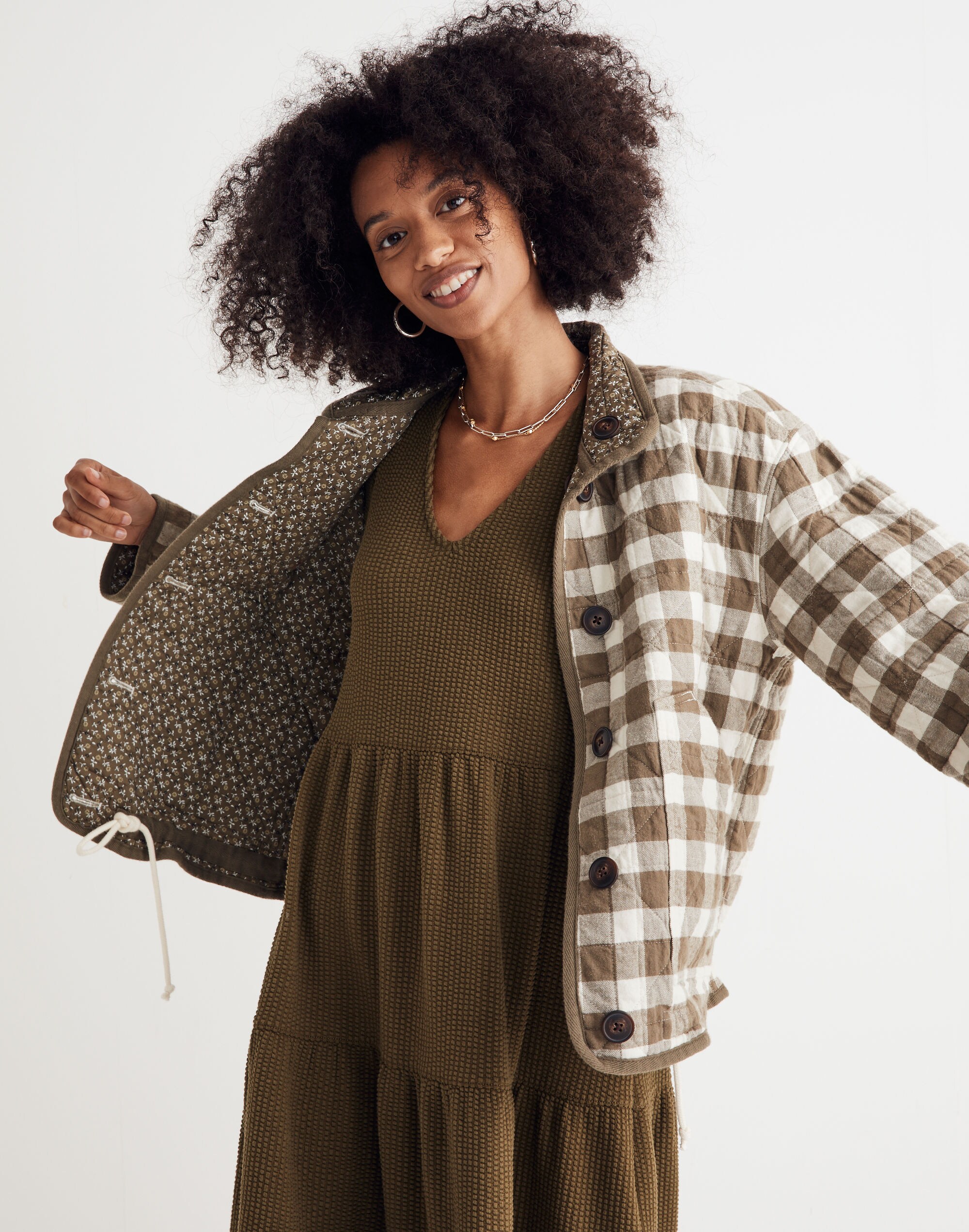 Reversible Quilted Jacket in Campden Daisies