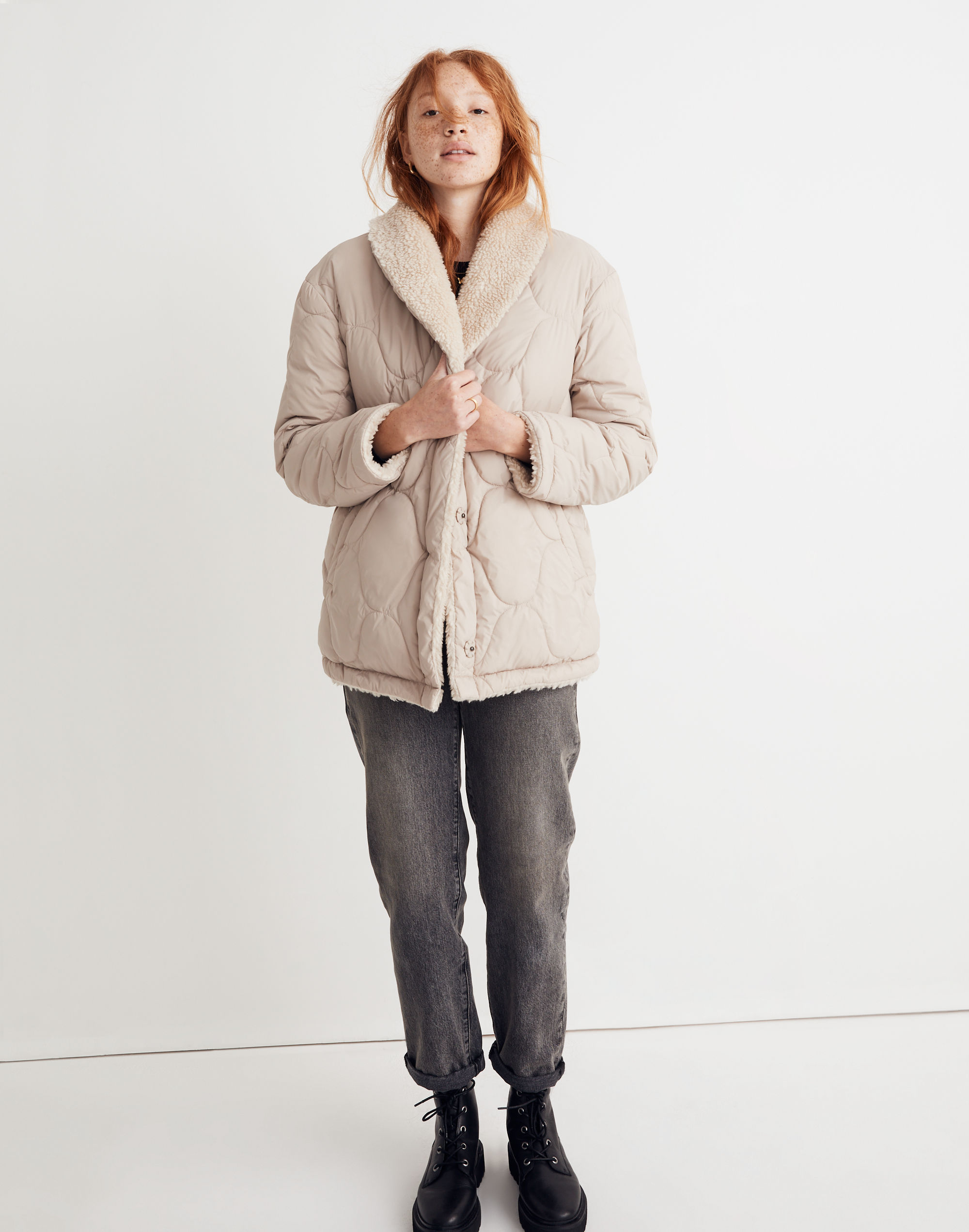 Reversible Quilted Faux-Shearling Jacket