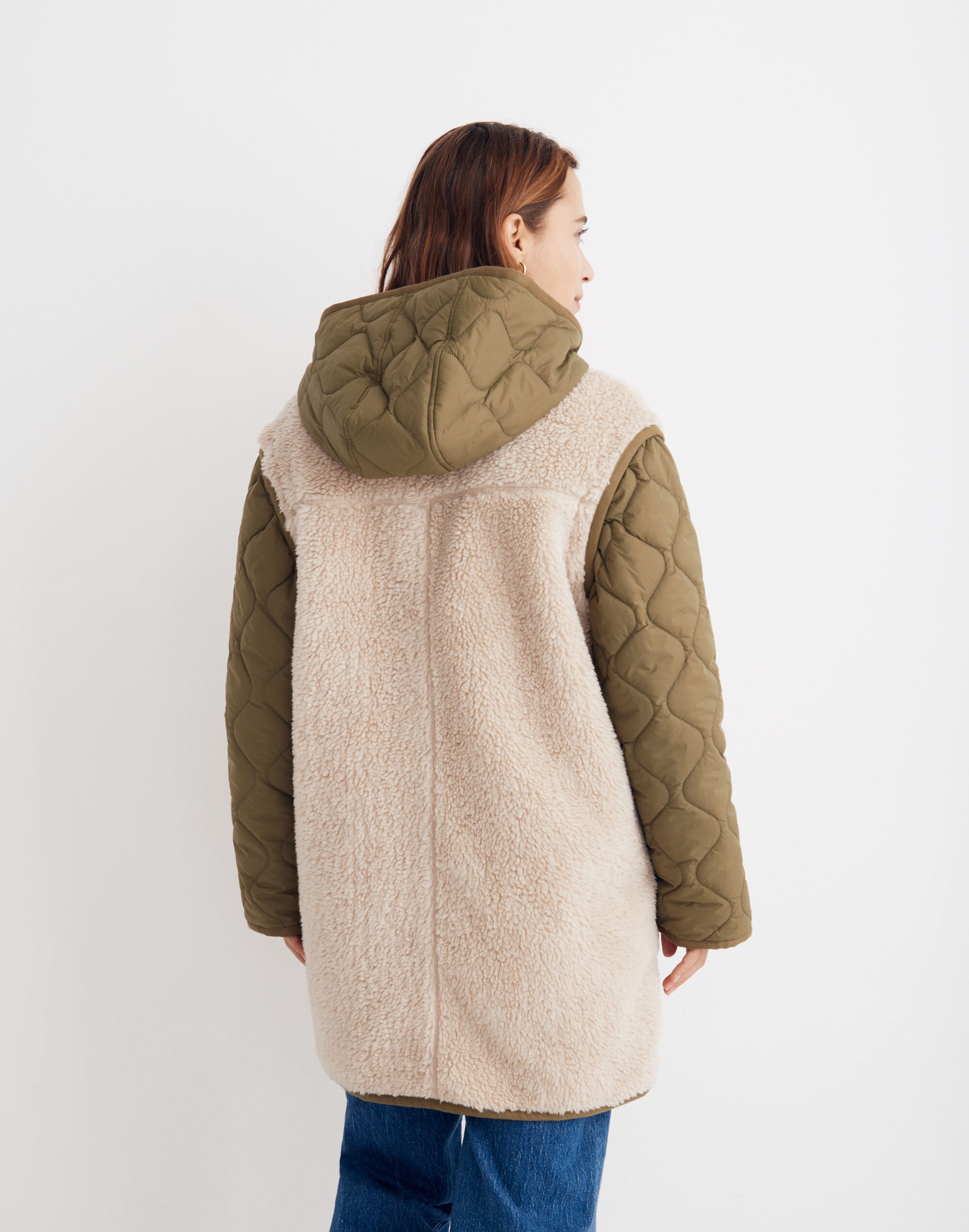 Convertible Quilted Faux-Shearling Jacket