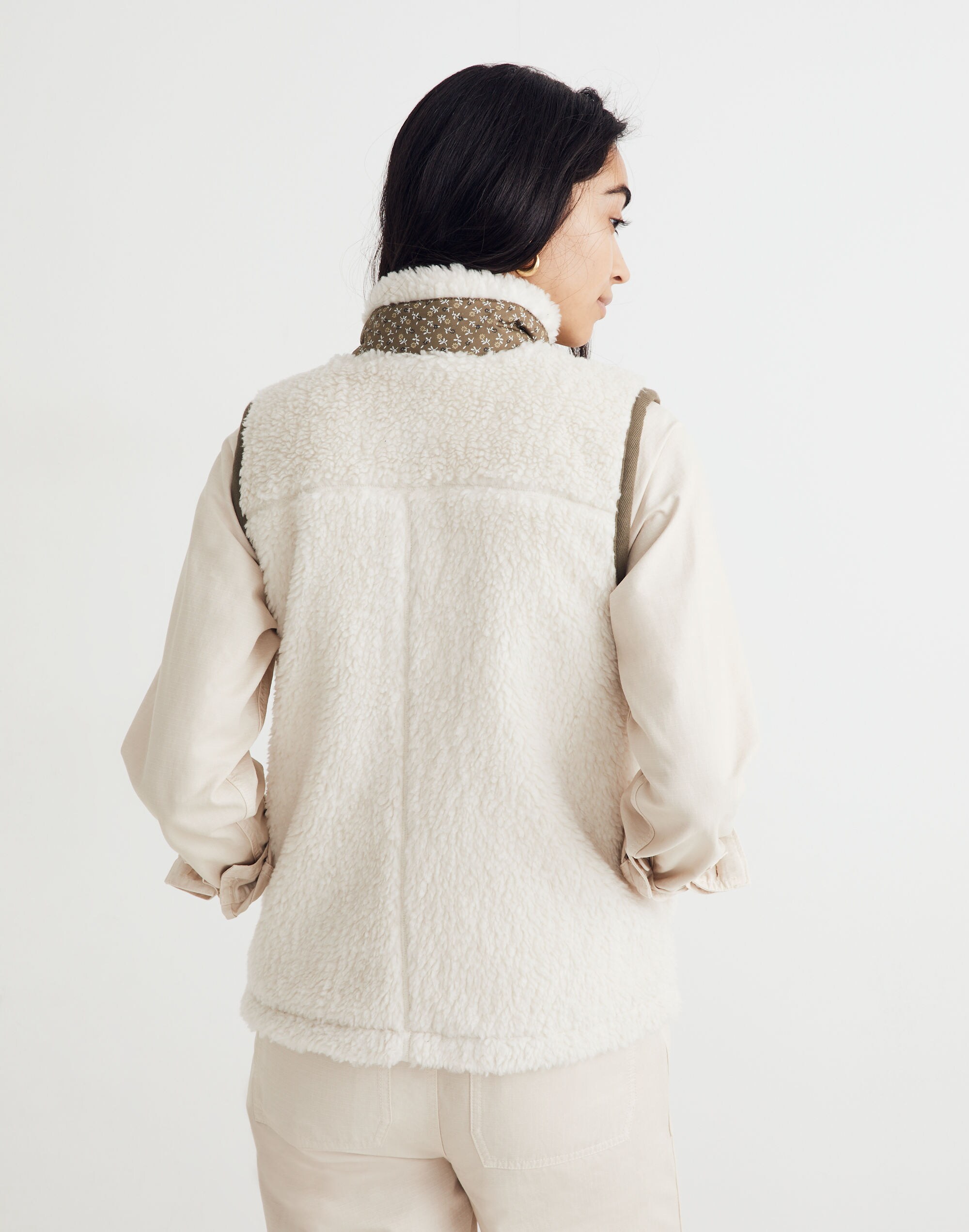 (Re)sourced Faux-Shearling Vest in Colorblock