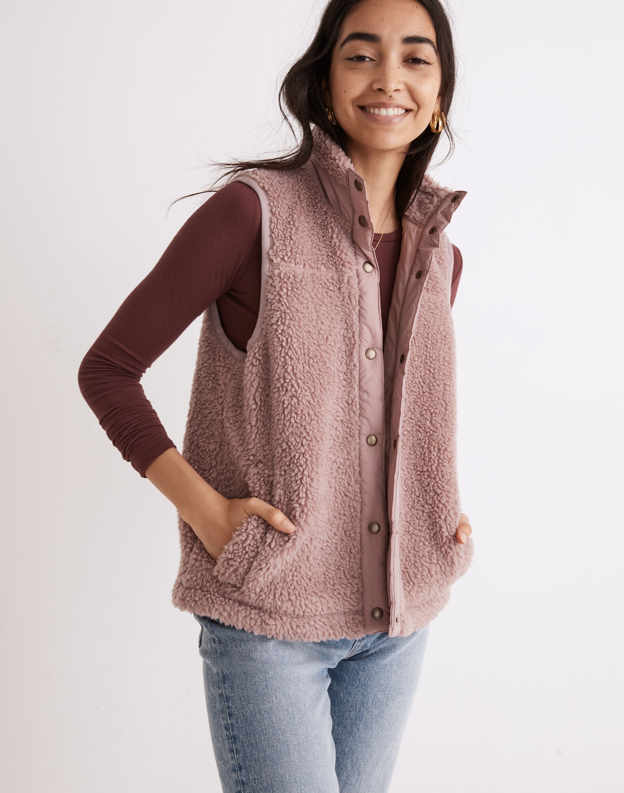 (re)sourced faux-shearling vest