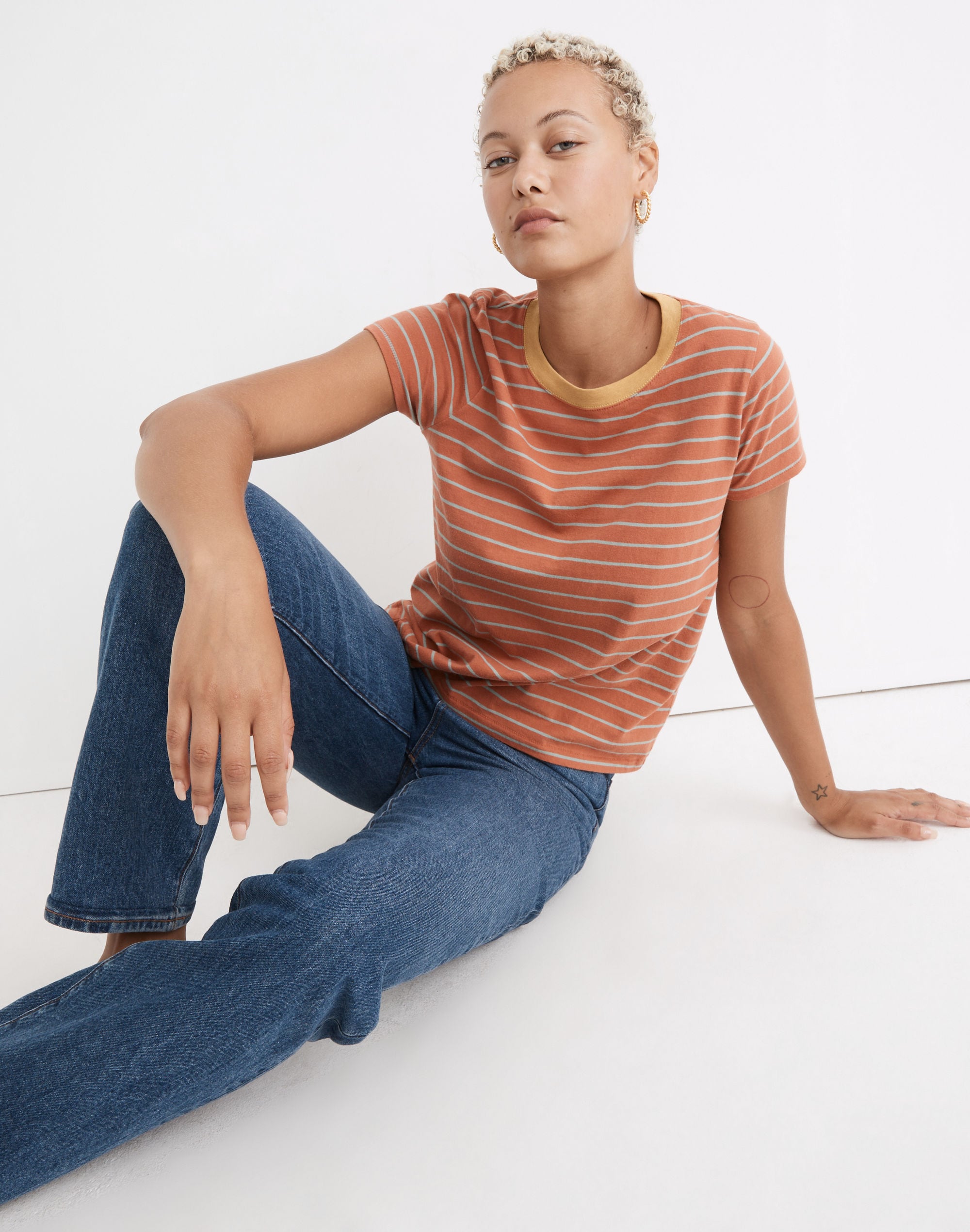 Northside Ringer Vintage Tee in Covey Stripe