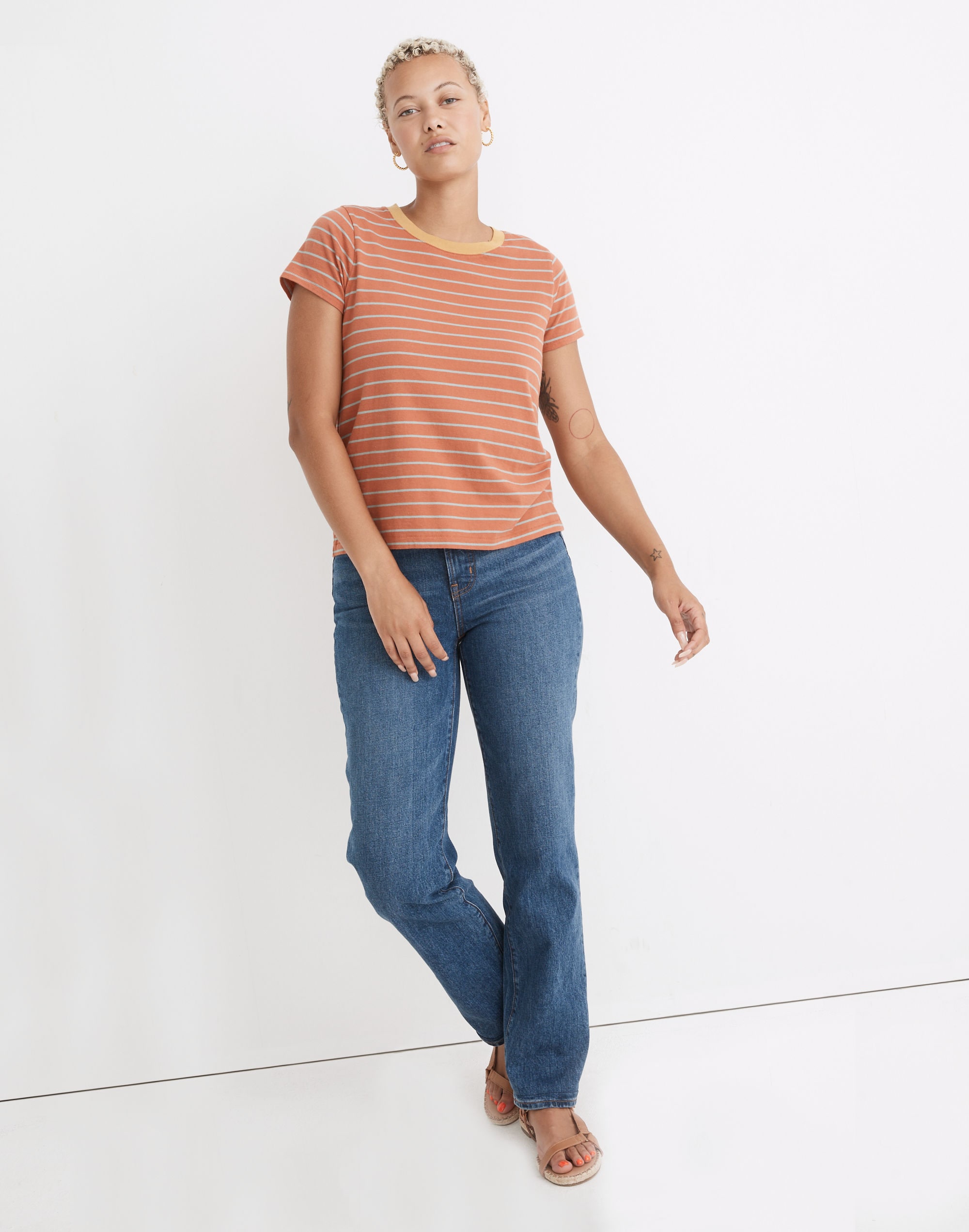 northside ringer vintage tee in covey stripe
