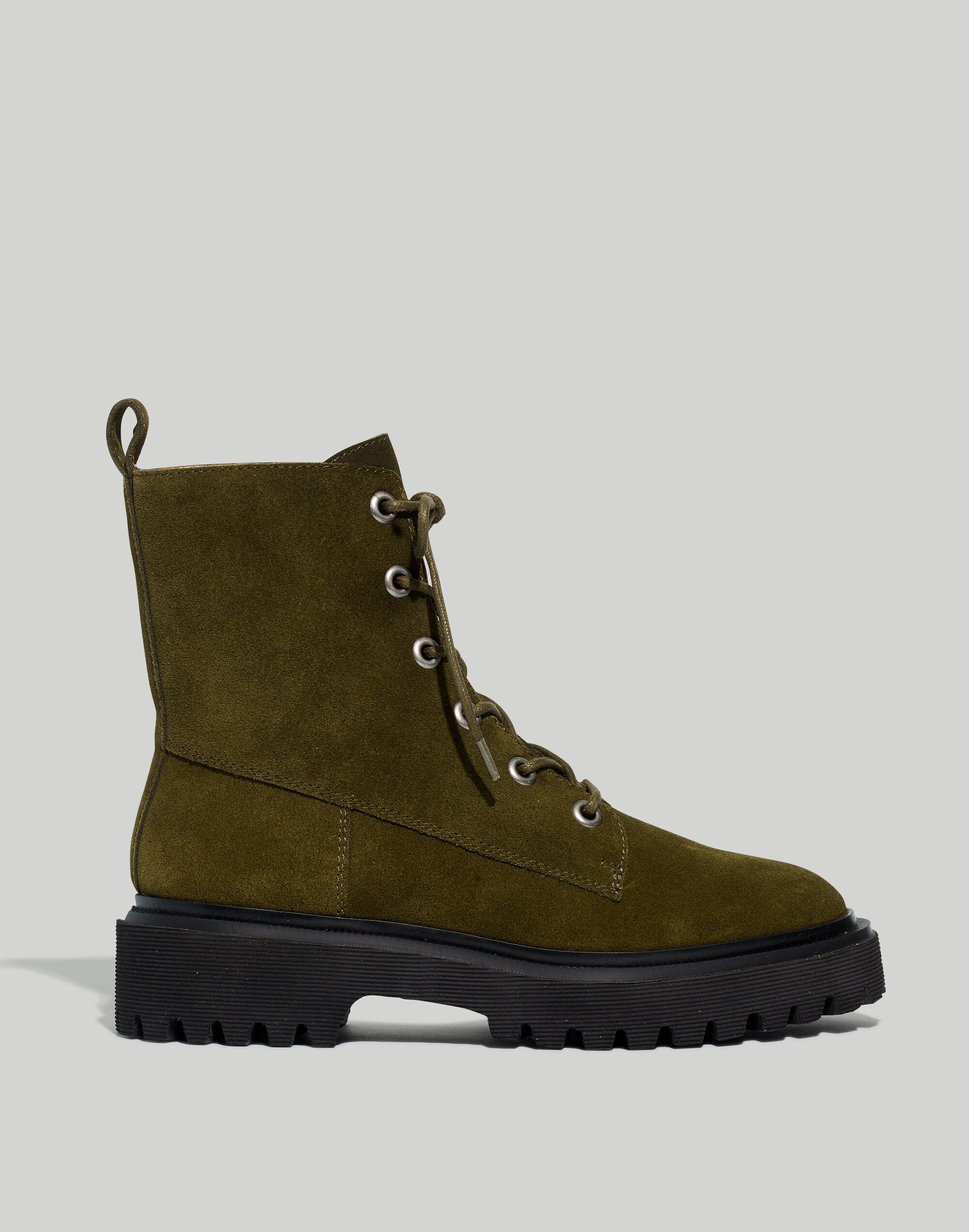 The Rayna Lace-Up Lugsole Boot in Suede