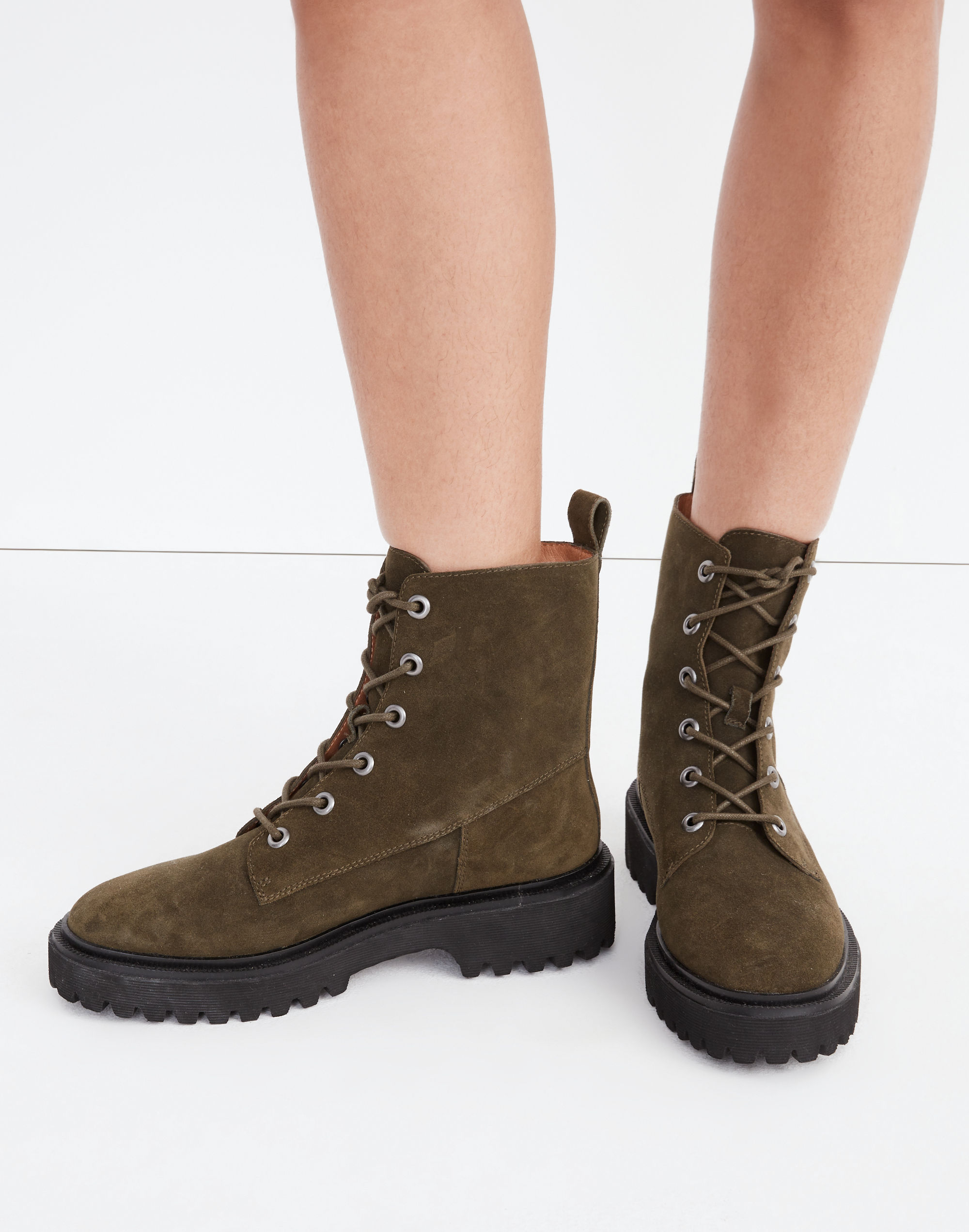 The Rayna Lace-Up Lugsole Boot in Suede