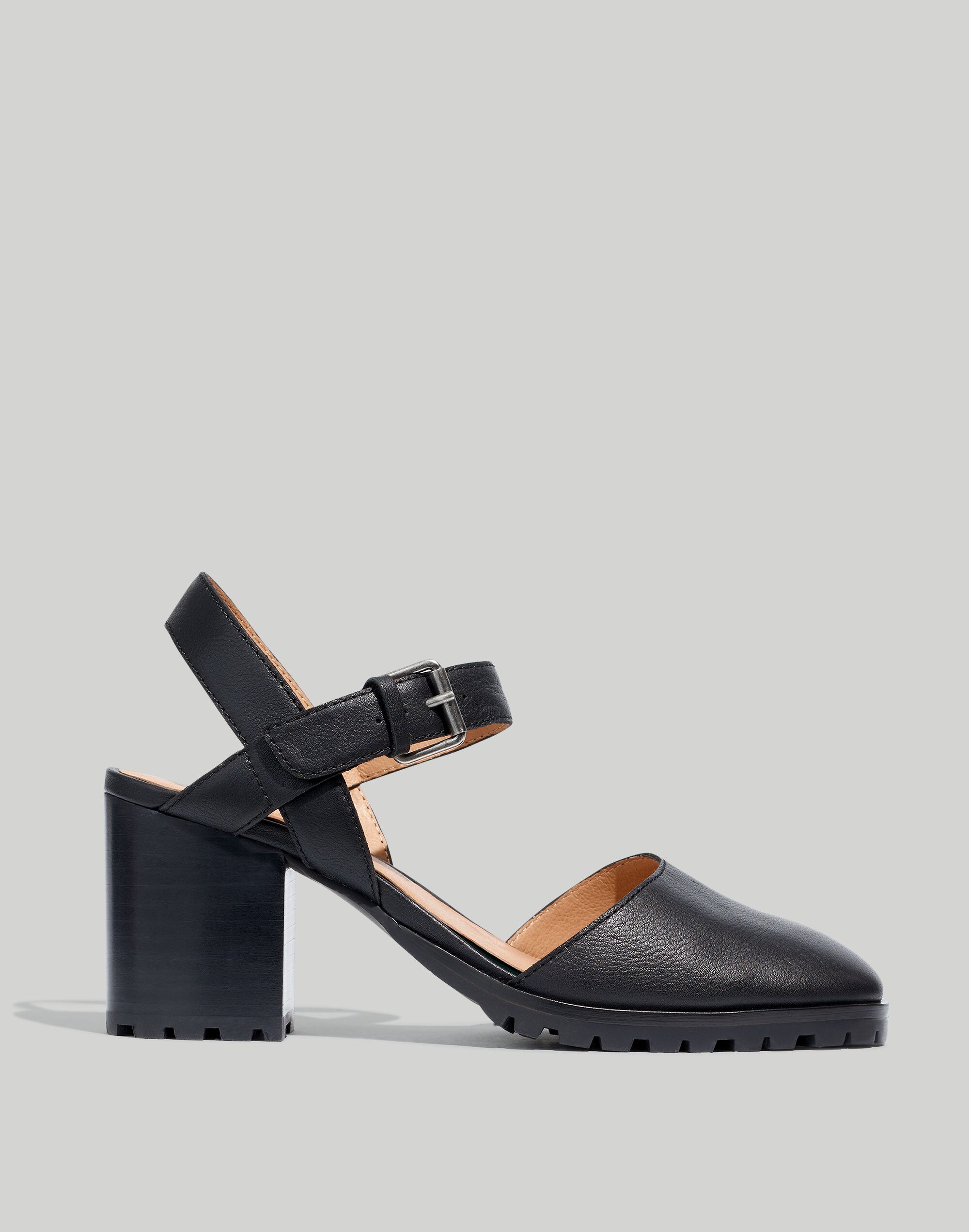 The Claudie Heeled Lugsole Mary Jane in Leather
