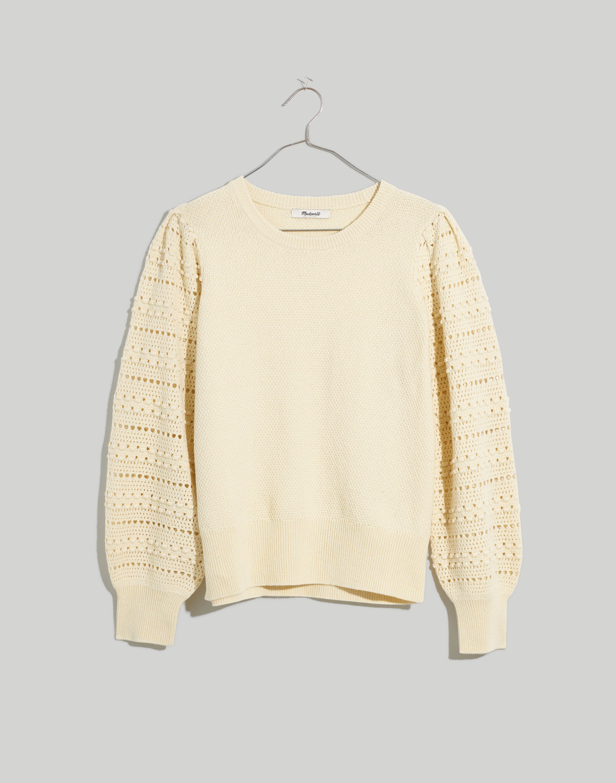 Bobble-Sleeve Pullover Sweater