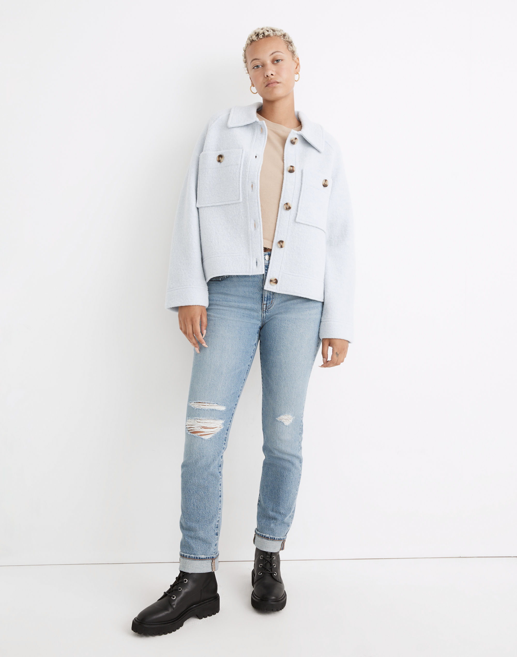 Crop Sweater Shirt-Jacket