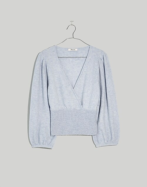 Hollister Sweater Womens Medium M Long Sleeve Wrap V Neck Tie Fuzzy Gray