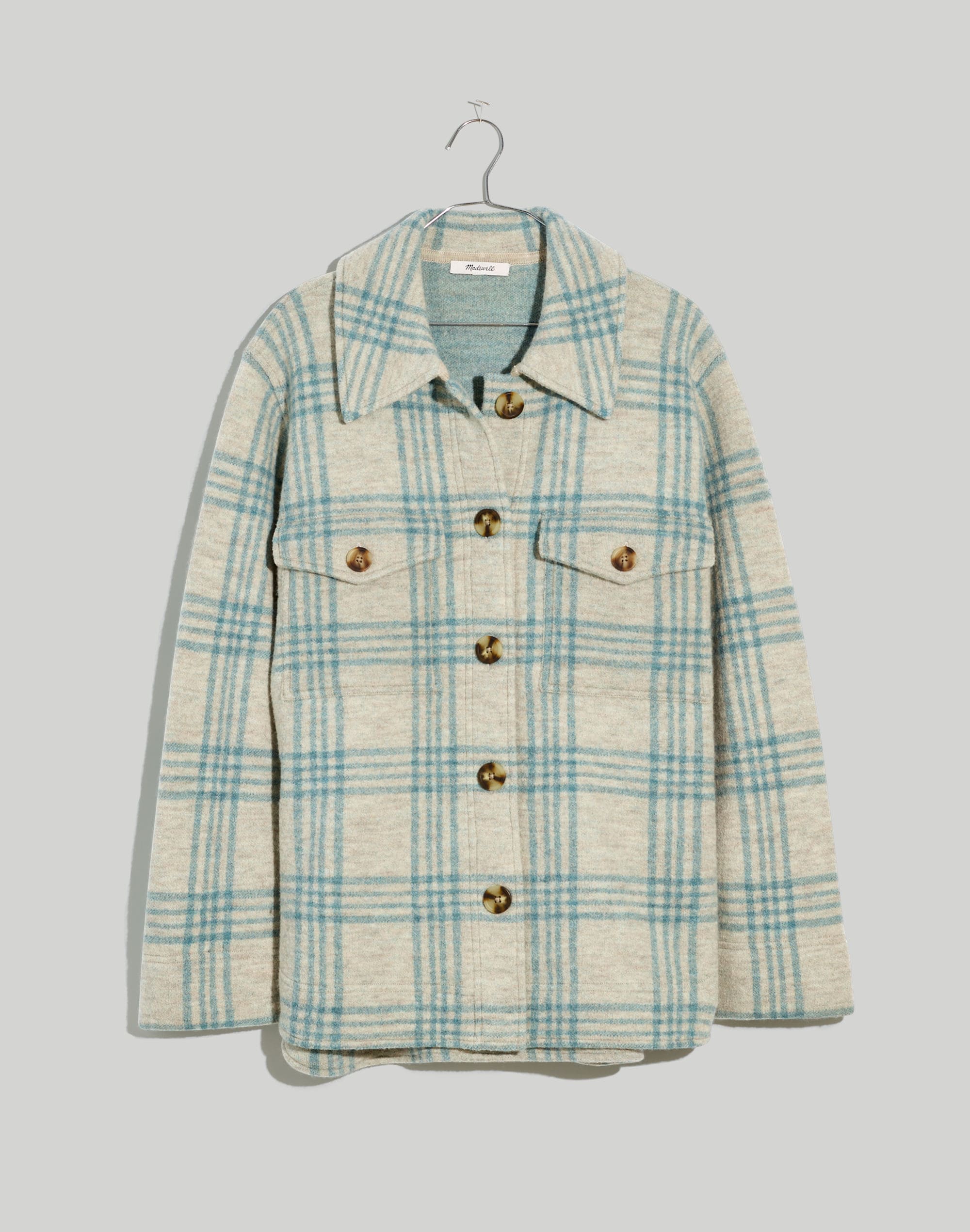 Boiled Wool Shirt-Jacket in Plaid