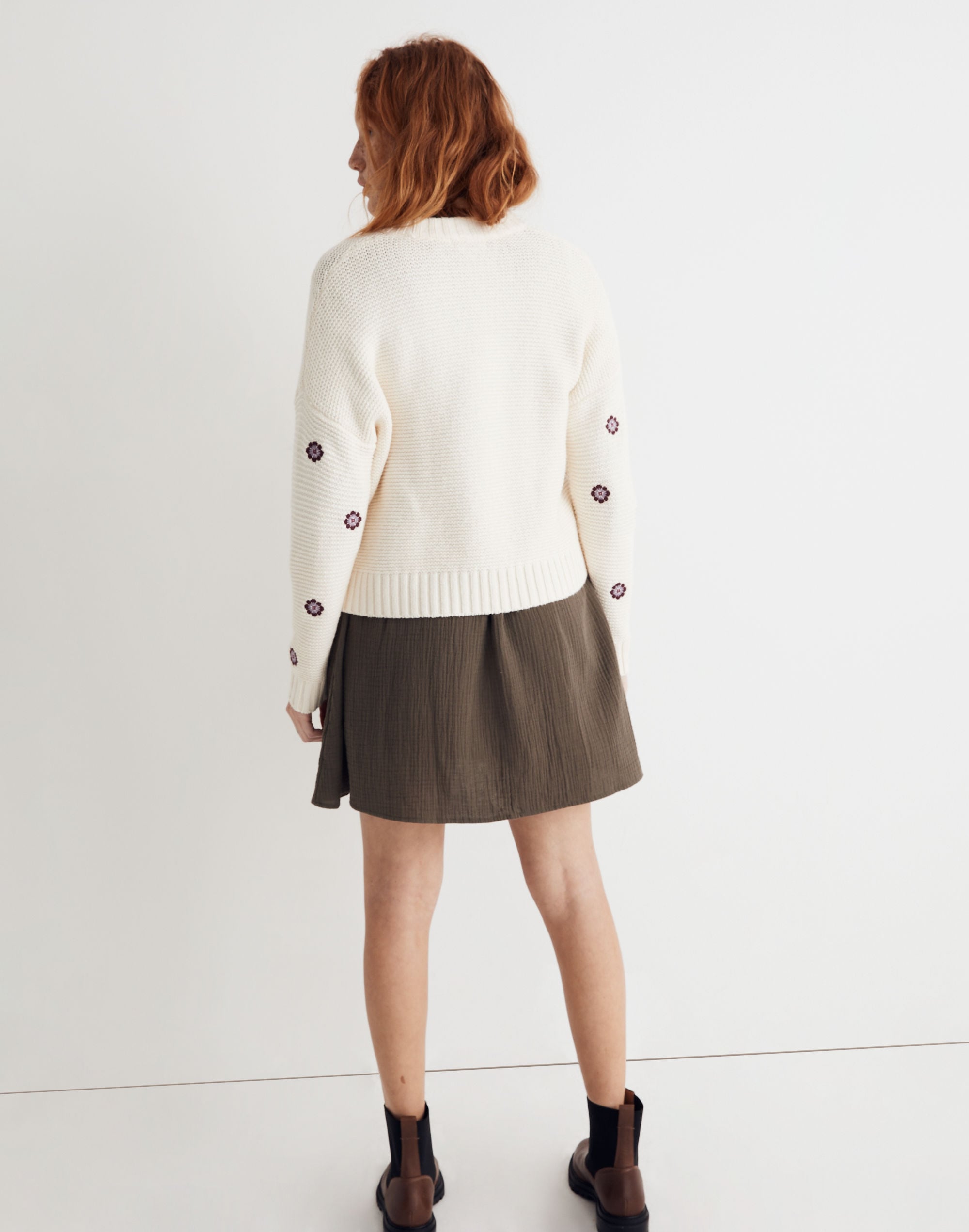 Medallion Embroidered Pullover Sweater