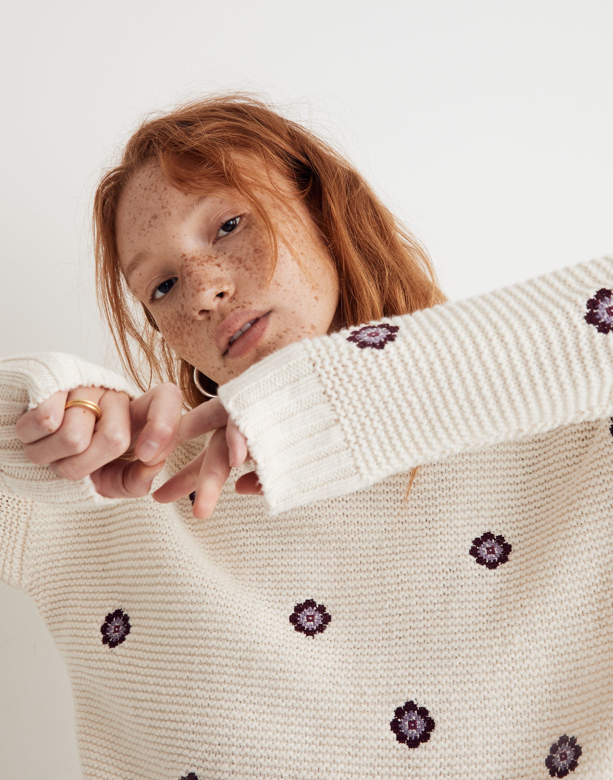 Medallion Embroidered Pullover Sweater