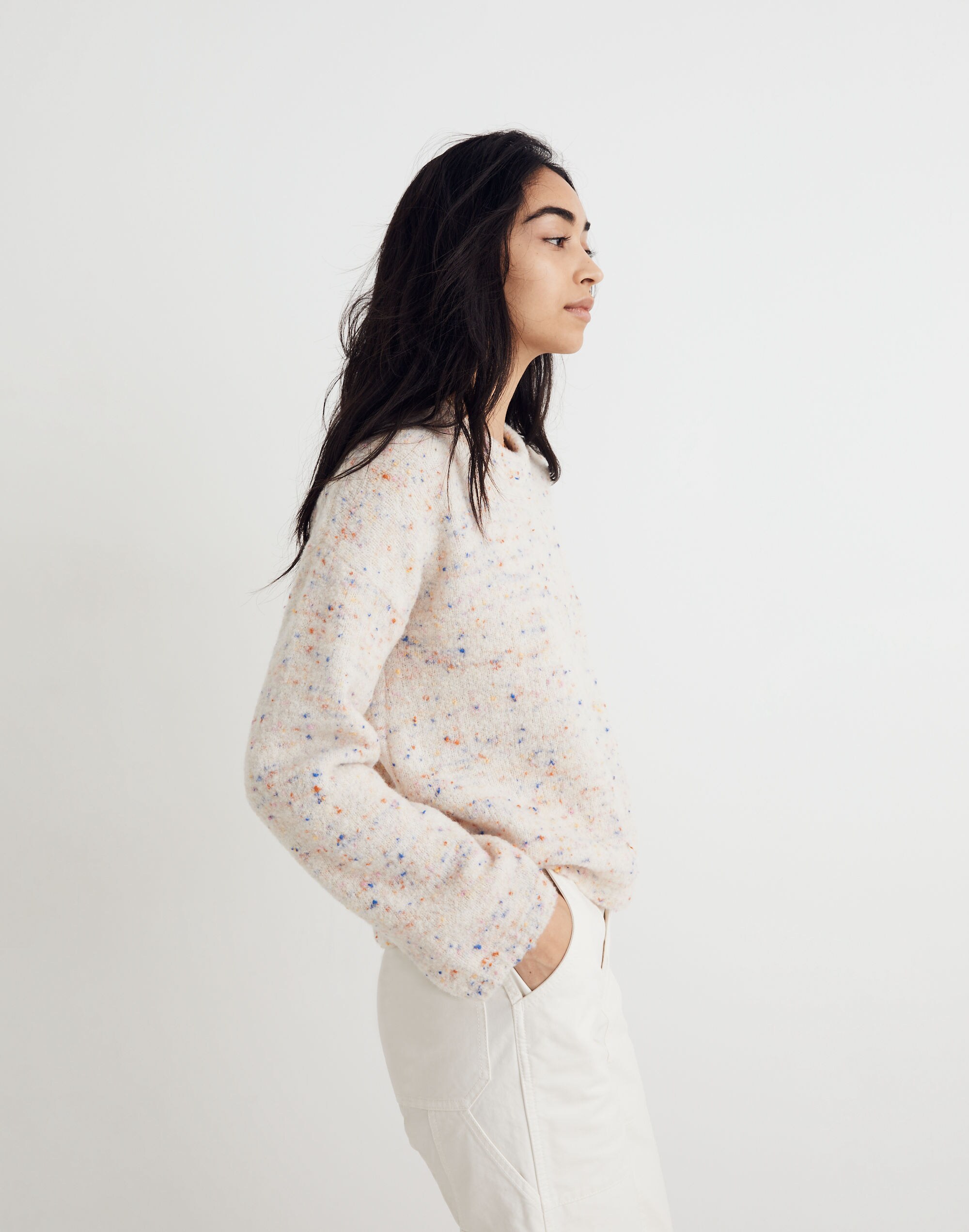 Hensley Pullover Sweater in Rainbow Donegal