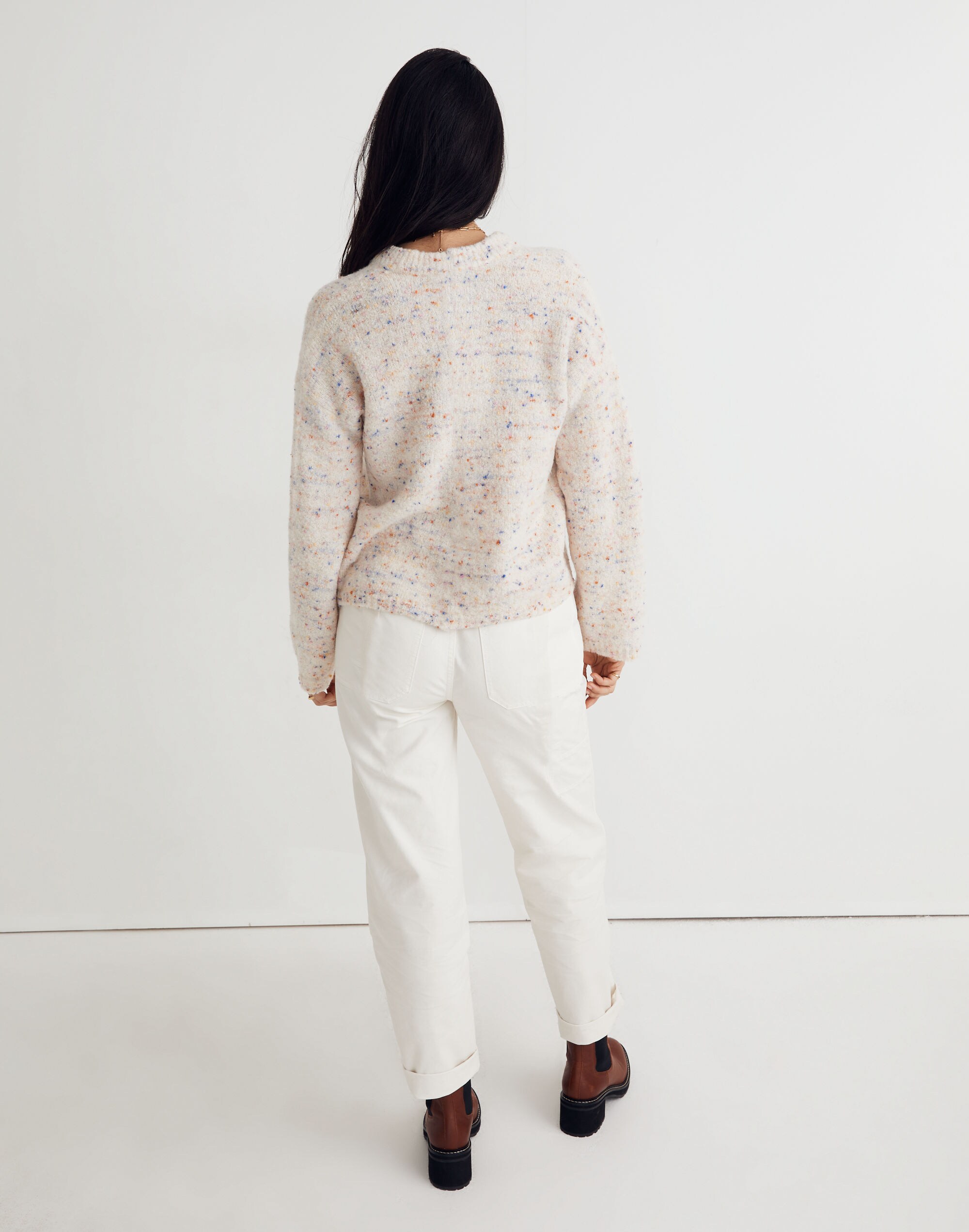 Hensley Pullover Sweater in Rainbow Donegal