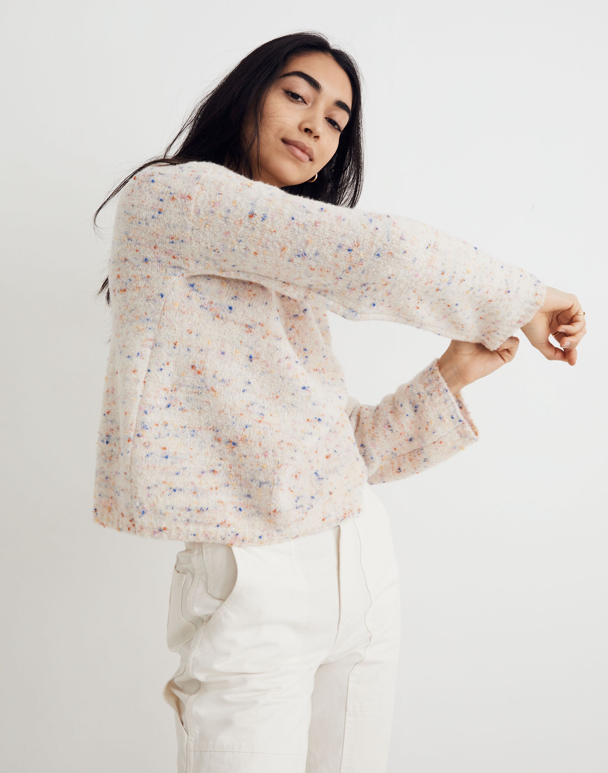 Hensley Pullover Sweater in Rainbow Donegal