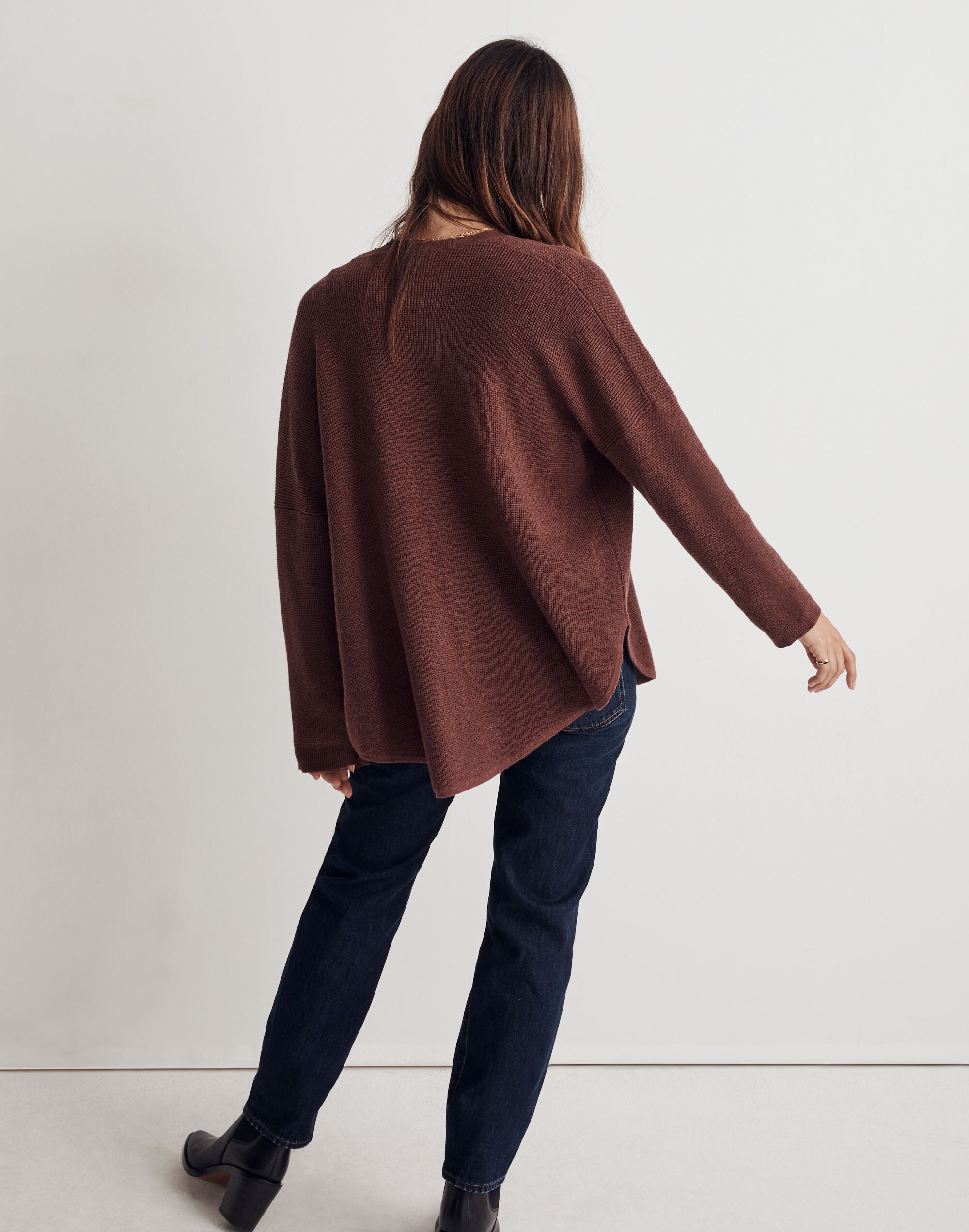 Waffle-Stitch Cardigan Sweater