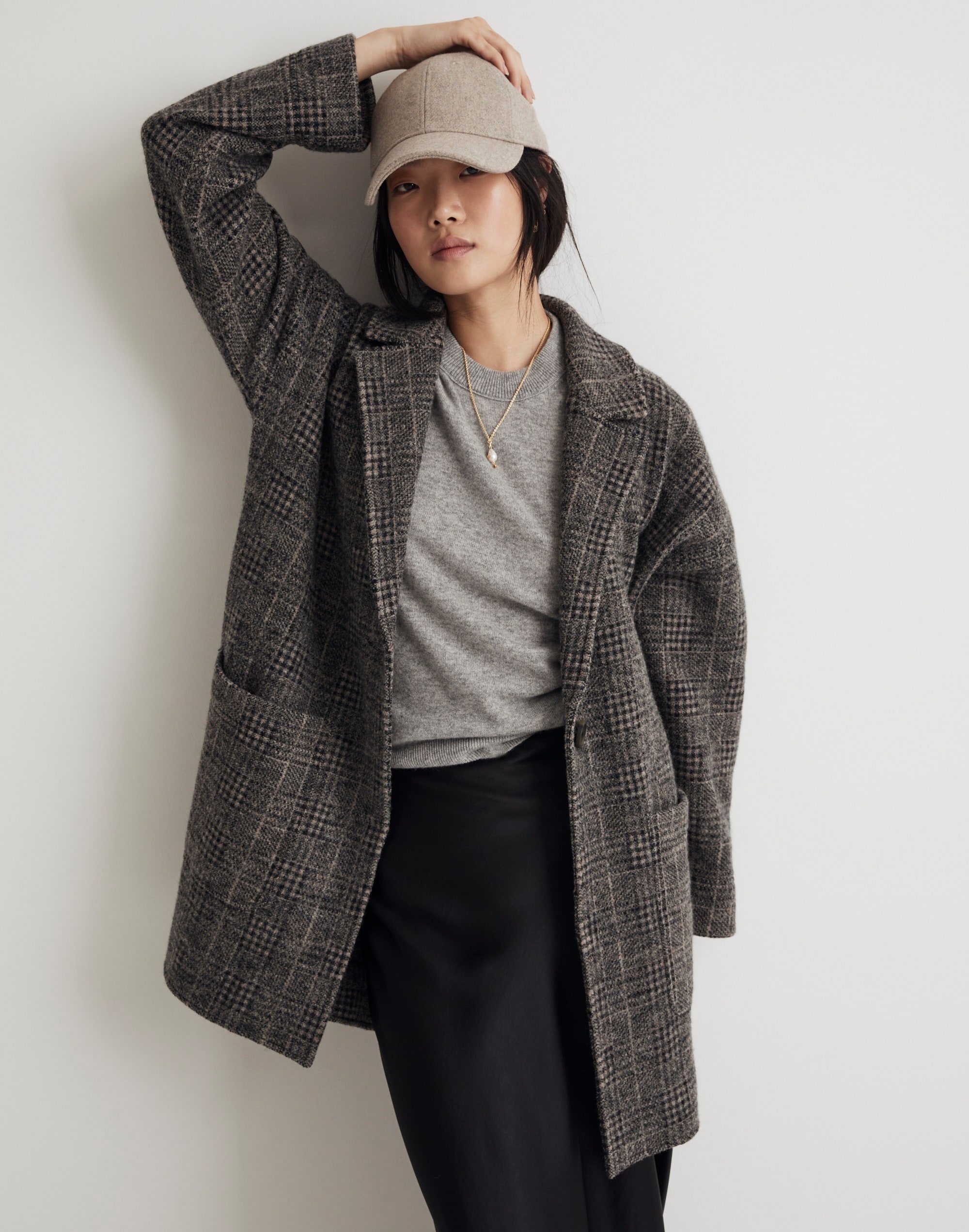 Wool Sweater Coat in Plaid