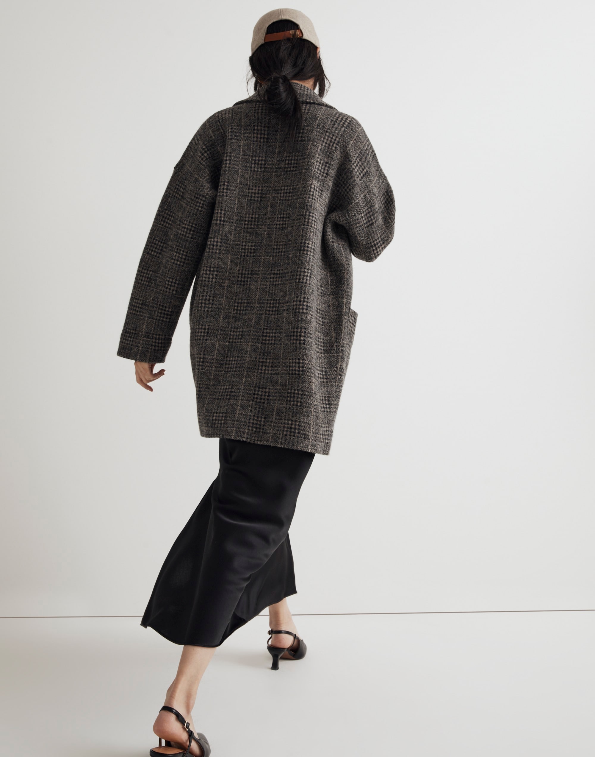 Wool Sweater Coat in Plaid