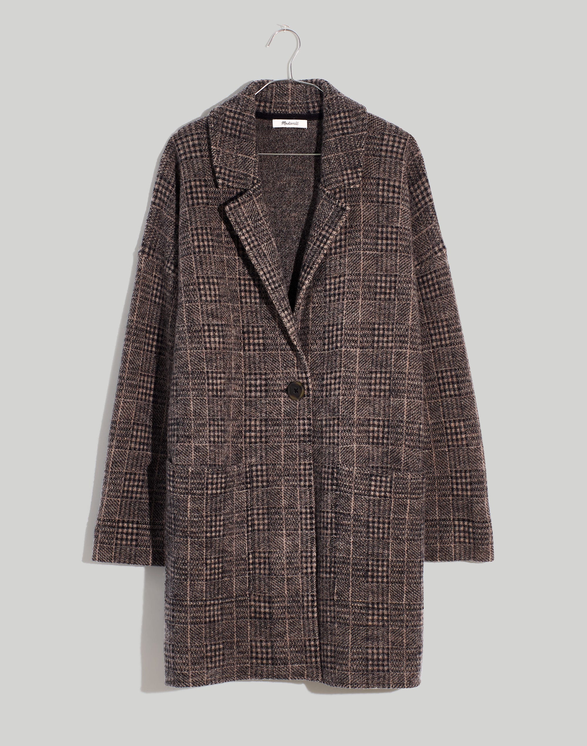 Wool Sweater Coat in Plaid