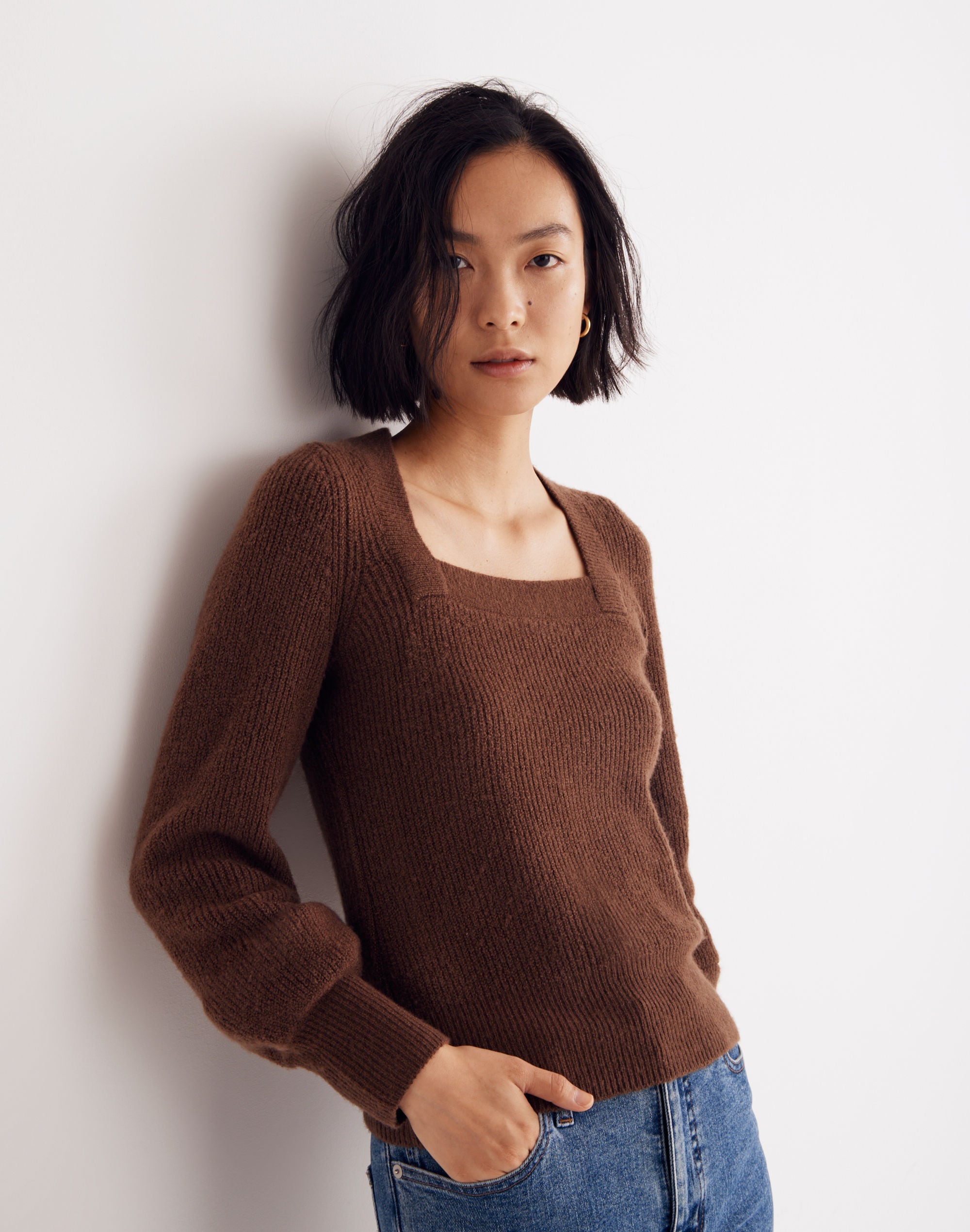 Melwood Square-Neck Pullover Sweater in Coziest Yarn