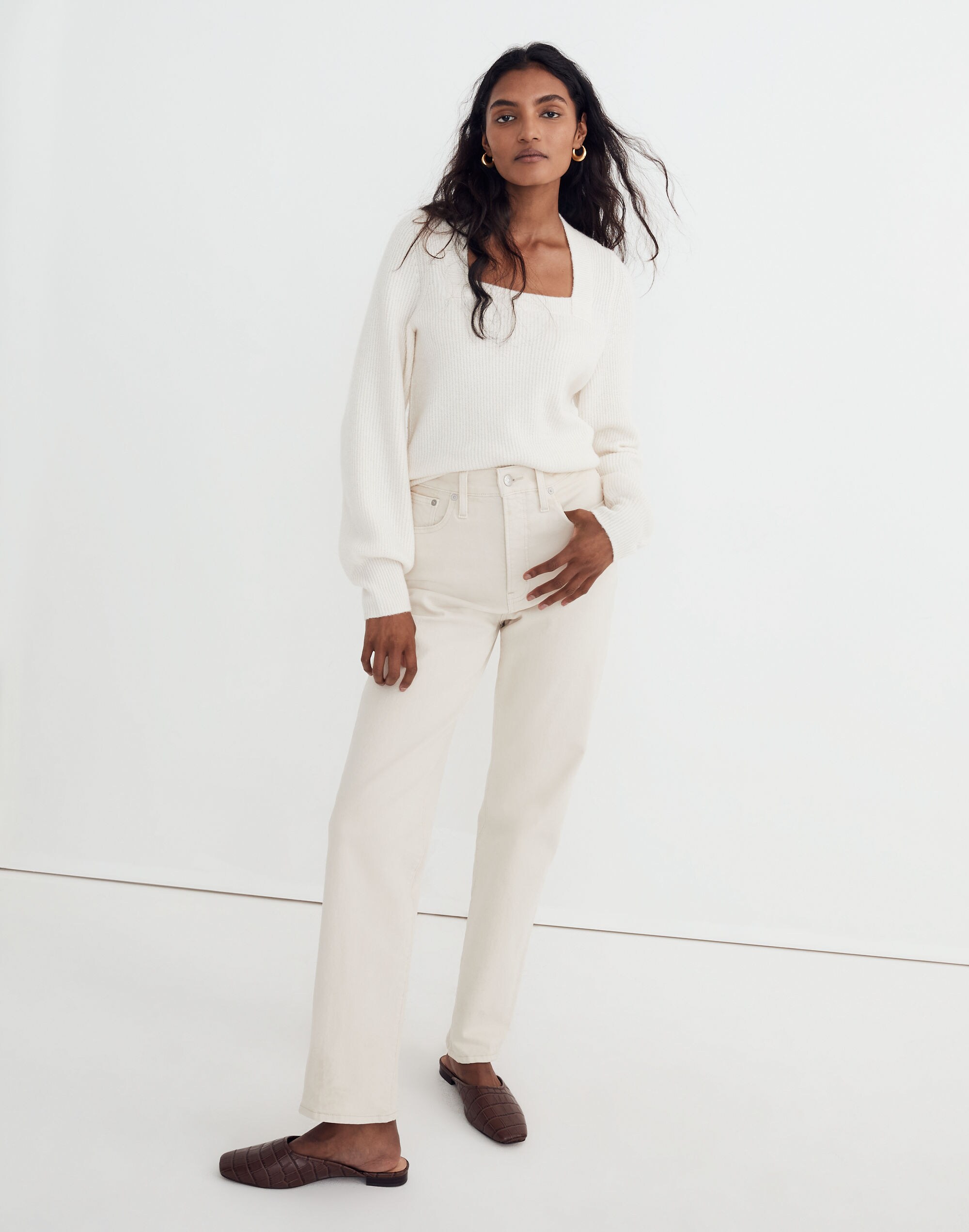 Melwood Square-Neck Pullover Sweater in Coziest Yarn