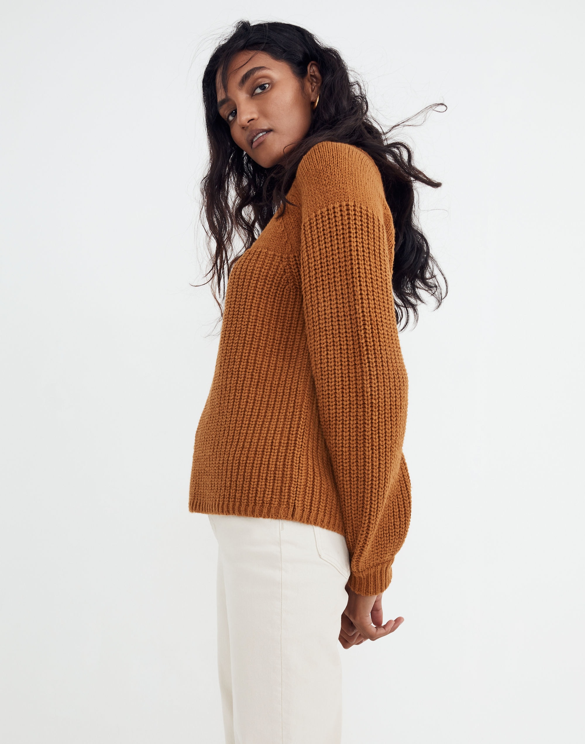 Balloon-Sleeve Mockneck Sweater