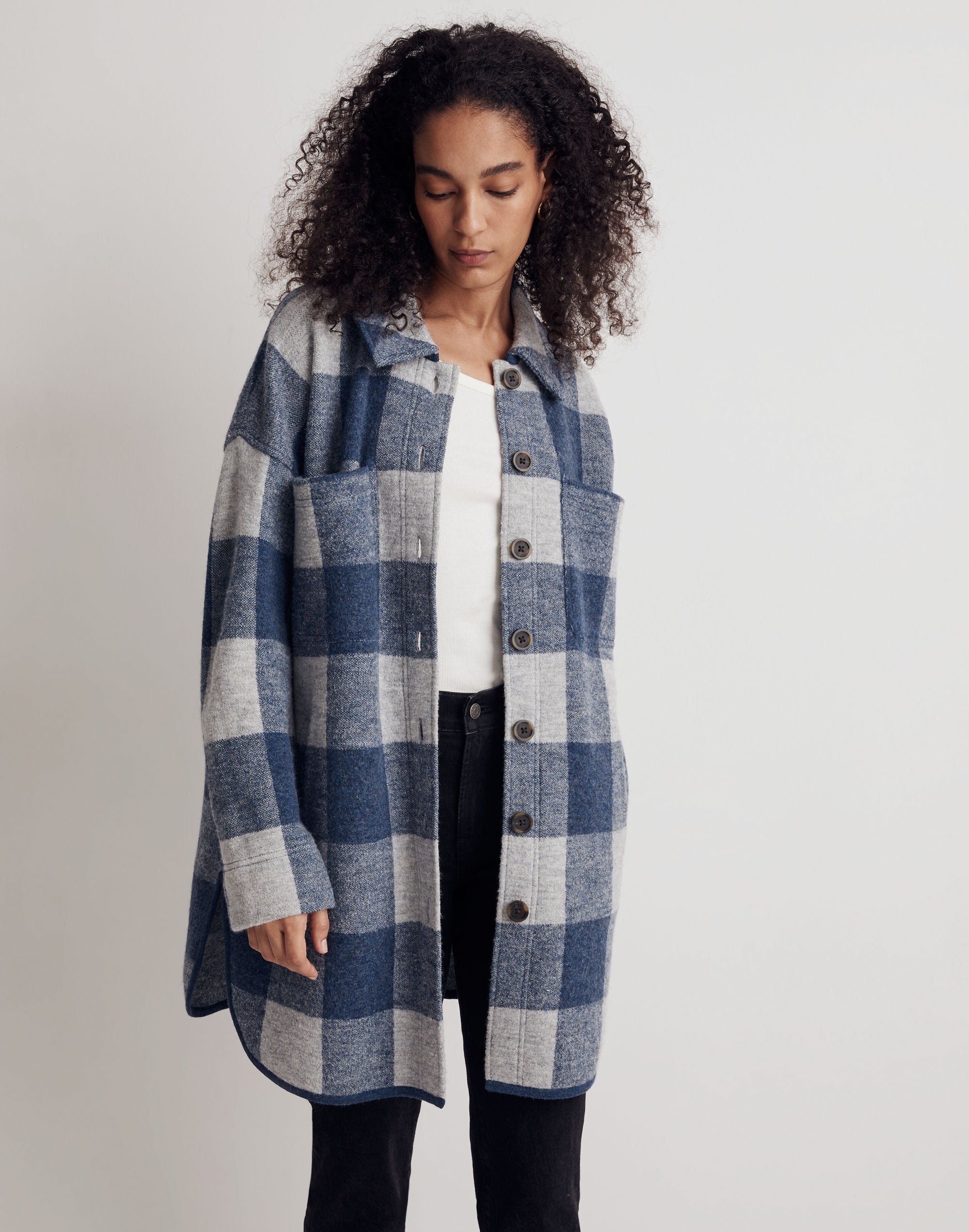 (Re)sponsible Boiled Wool Sweater Jacket in Buffalo Check