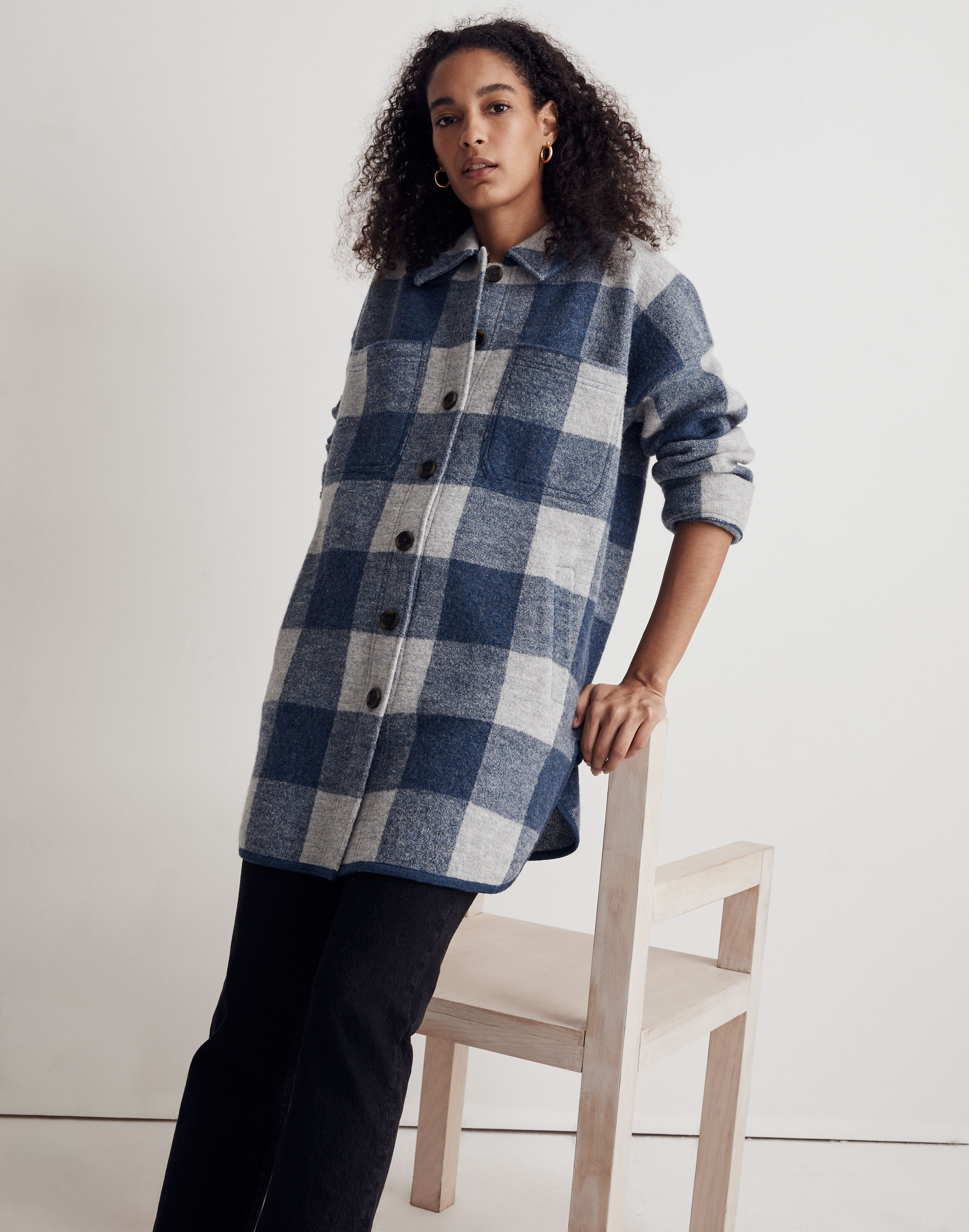 (Re)sponsible Boiled Wool Sweater Jacket in Buffalo Check