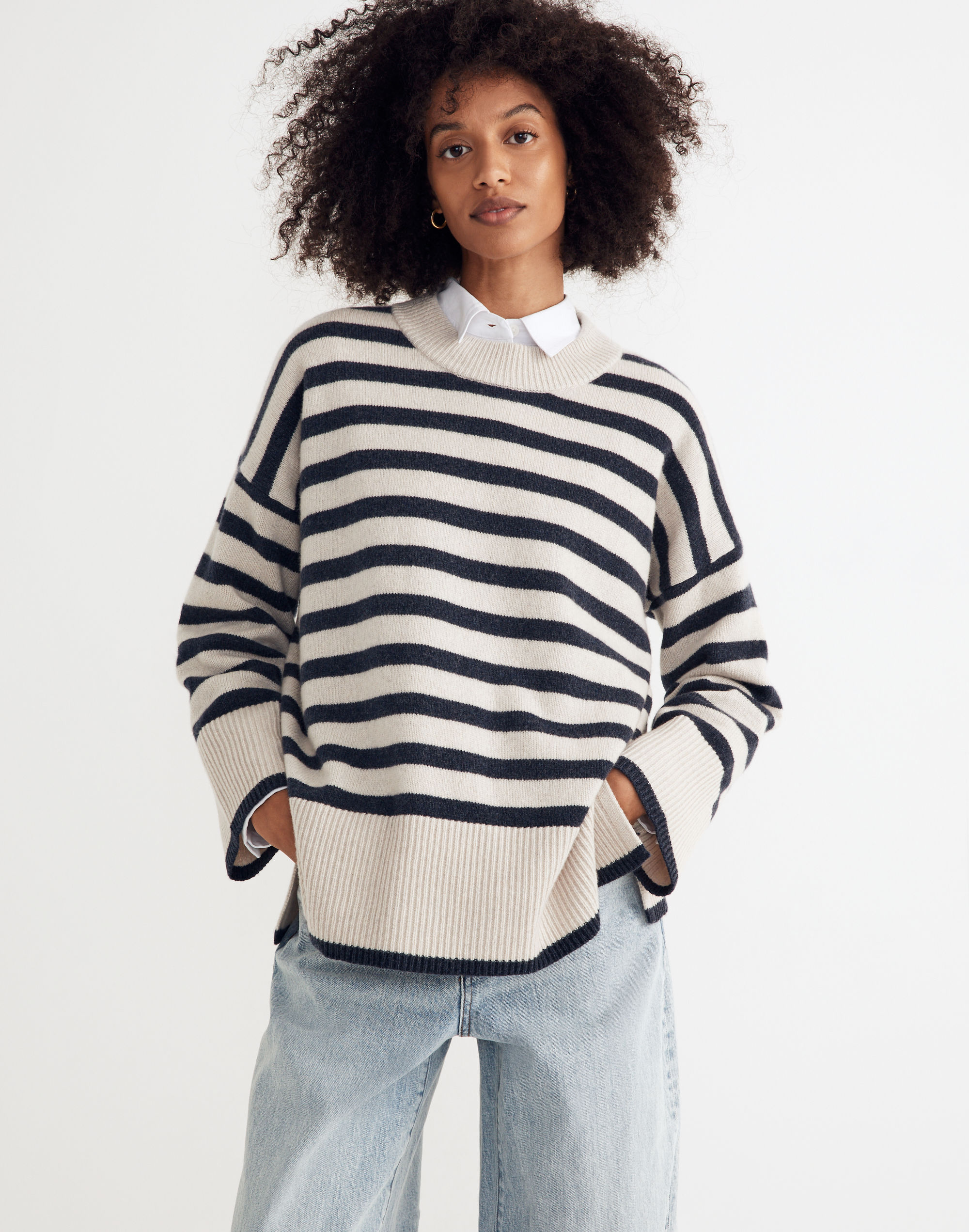 (re)sourced cashmere sweater in stripe