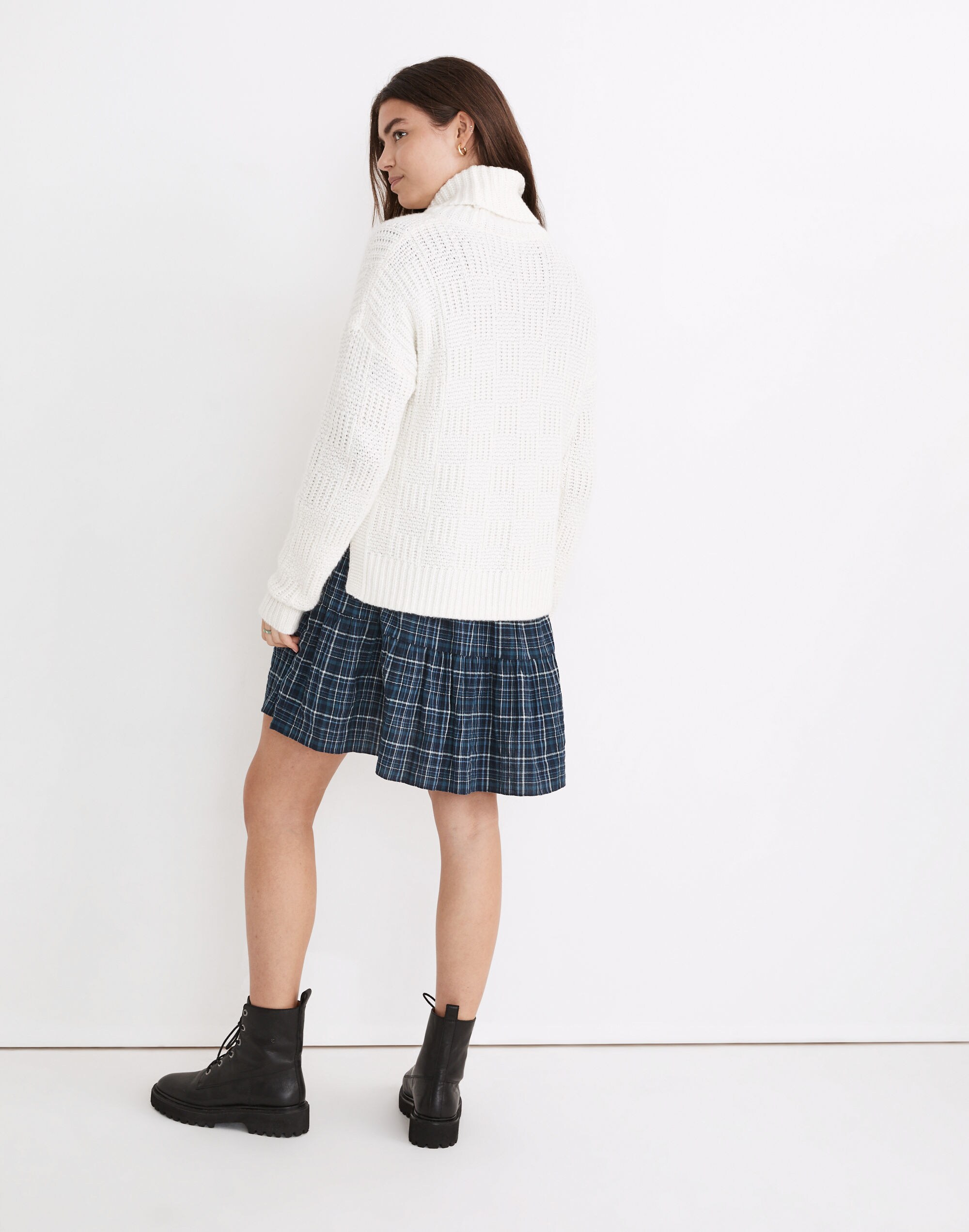 Checkered Turtleneck Sweater