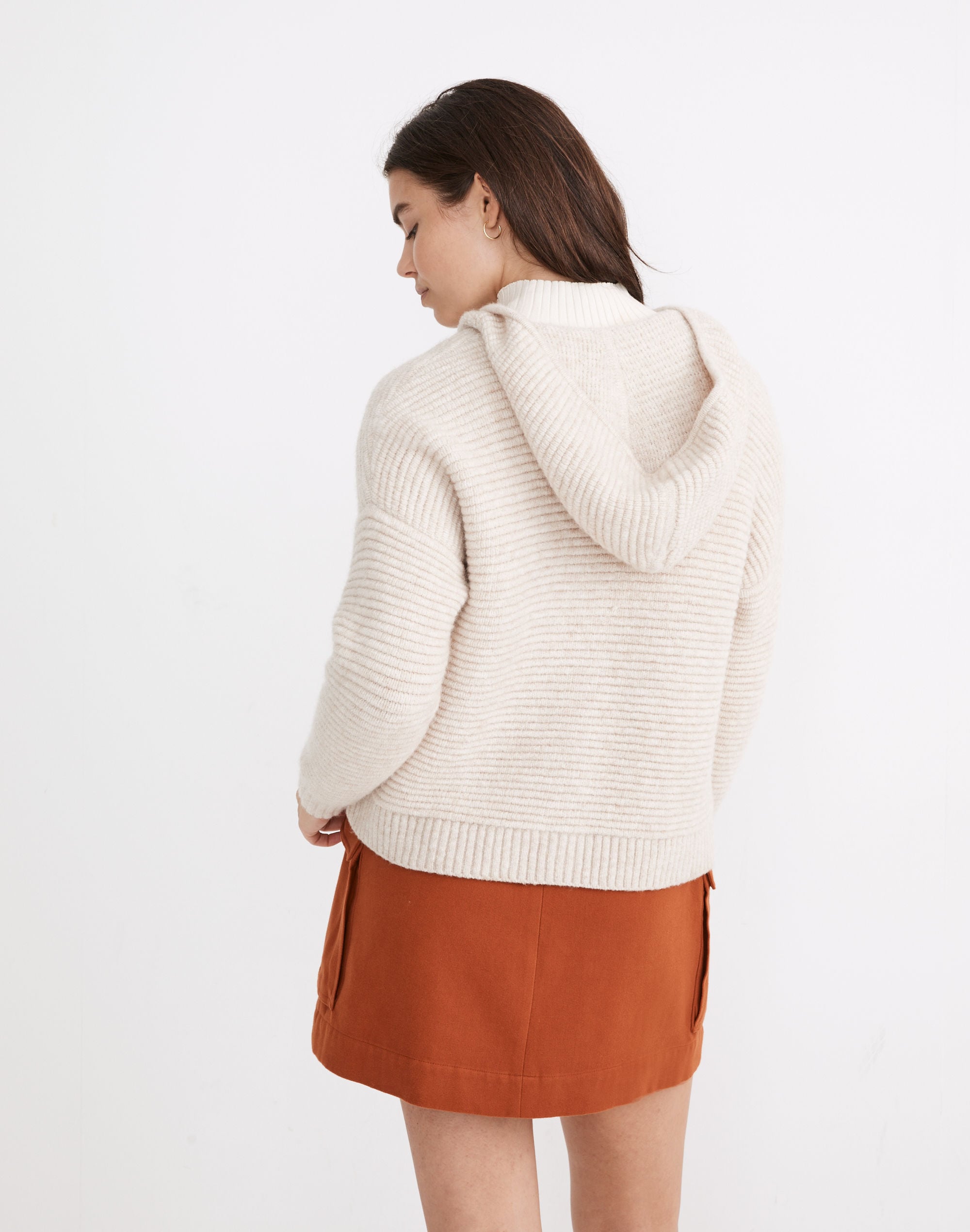 Hooded Crop Cardigan Sweater in Coziest Yarn