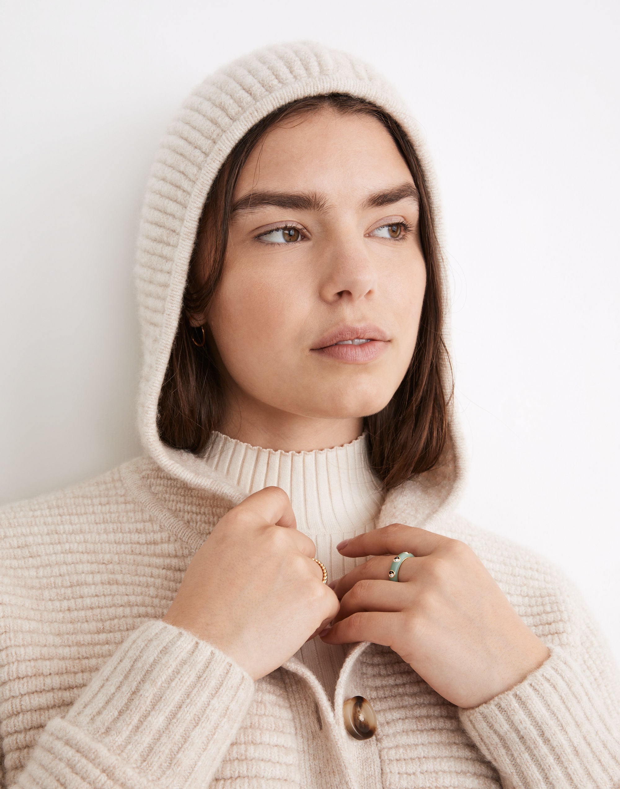 Hooded Crop Cardigan Sweater in Coziest Yarn